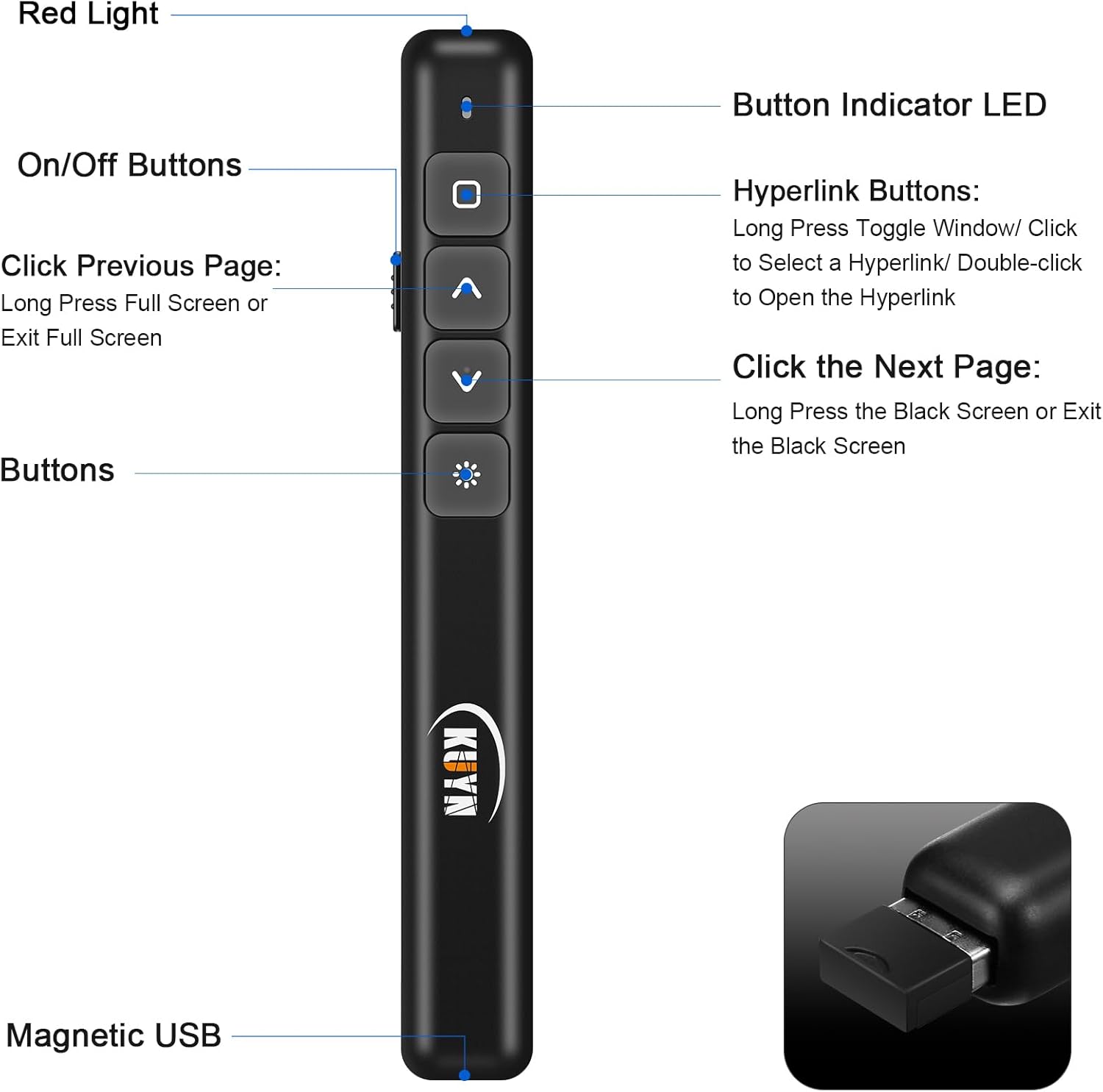 Thumbnail 4 de KUIYN Wireless Presenter B3 100 m
