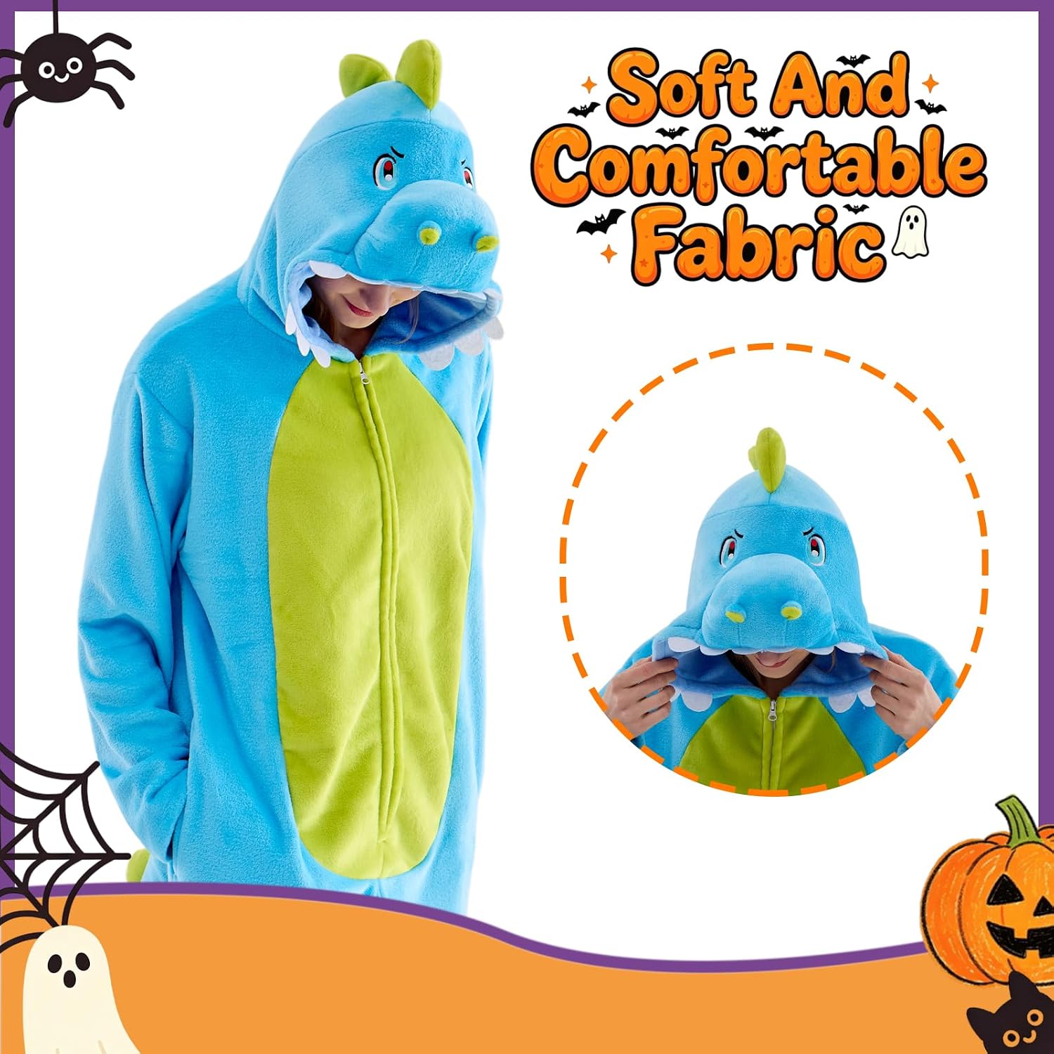 Detalle 2 de Sokliro Adult Animal Onesie Pajamas, Unisex One-Piece with Hood and Pockets