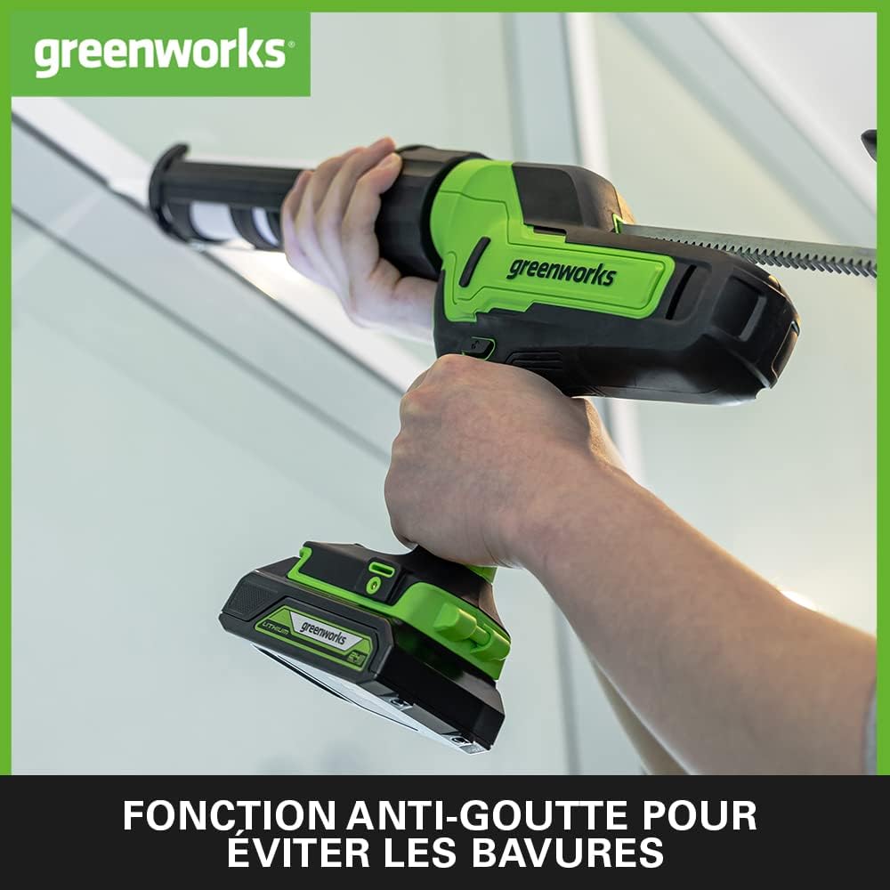 Detalle 2 de Greenworks G24CG Pistolet à Cartouche Électrique – 2900 N, 6 Vitesses, Anti-Goutte, Sans Batterie ni Chargeur