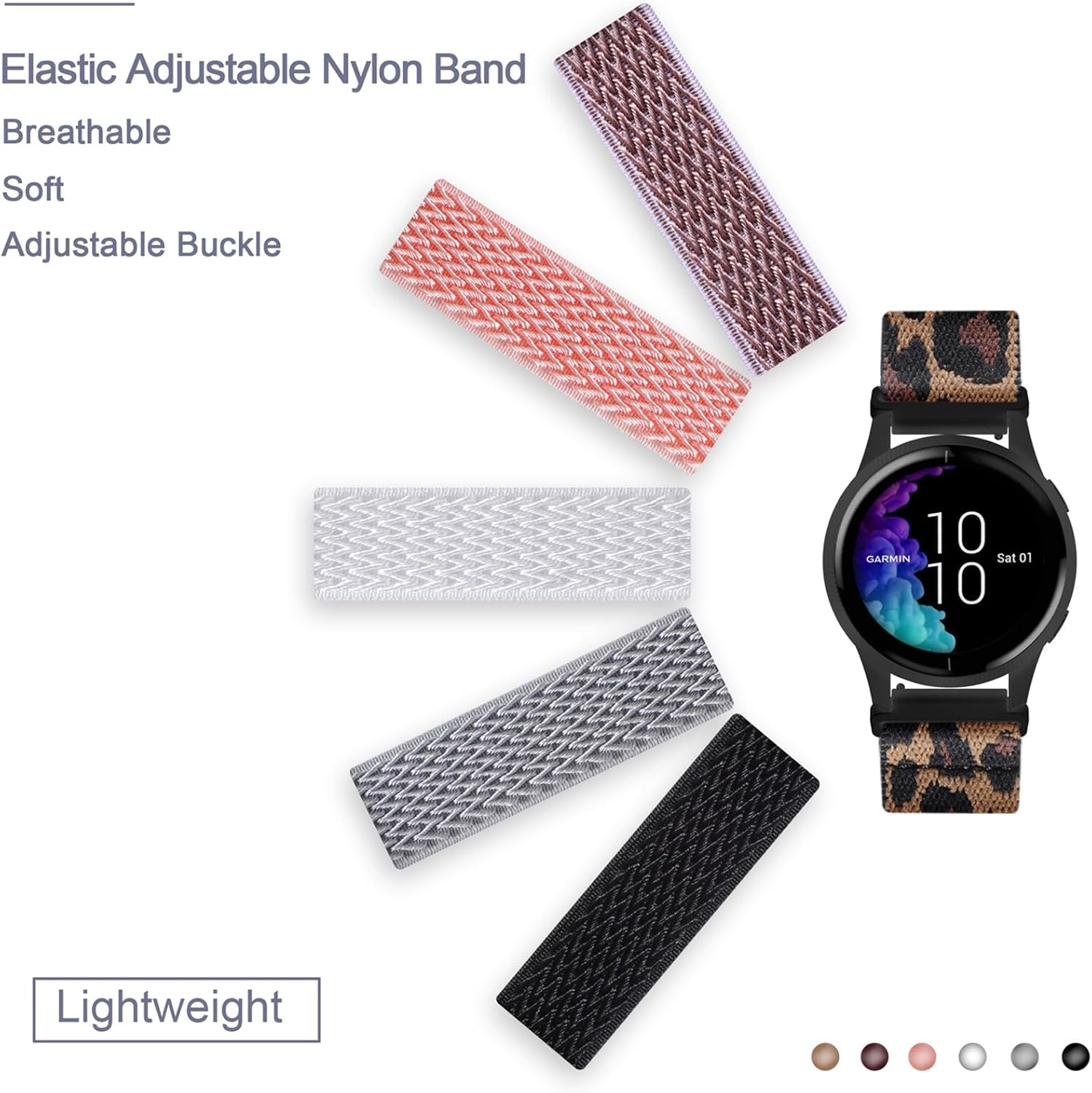 Thumbnail 1 de 8‑Colour 20mm Nylon Quick Release Watch Straps for Garmin and More