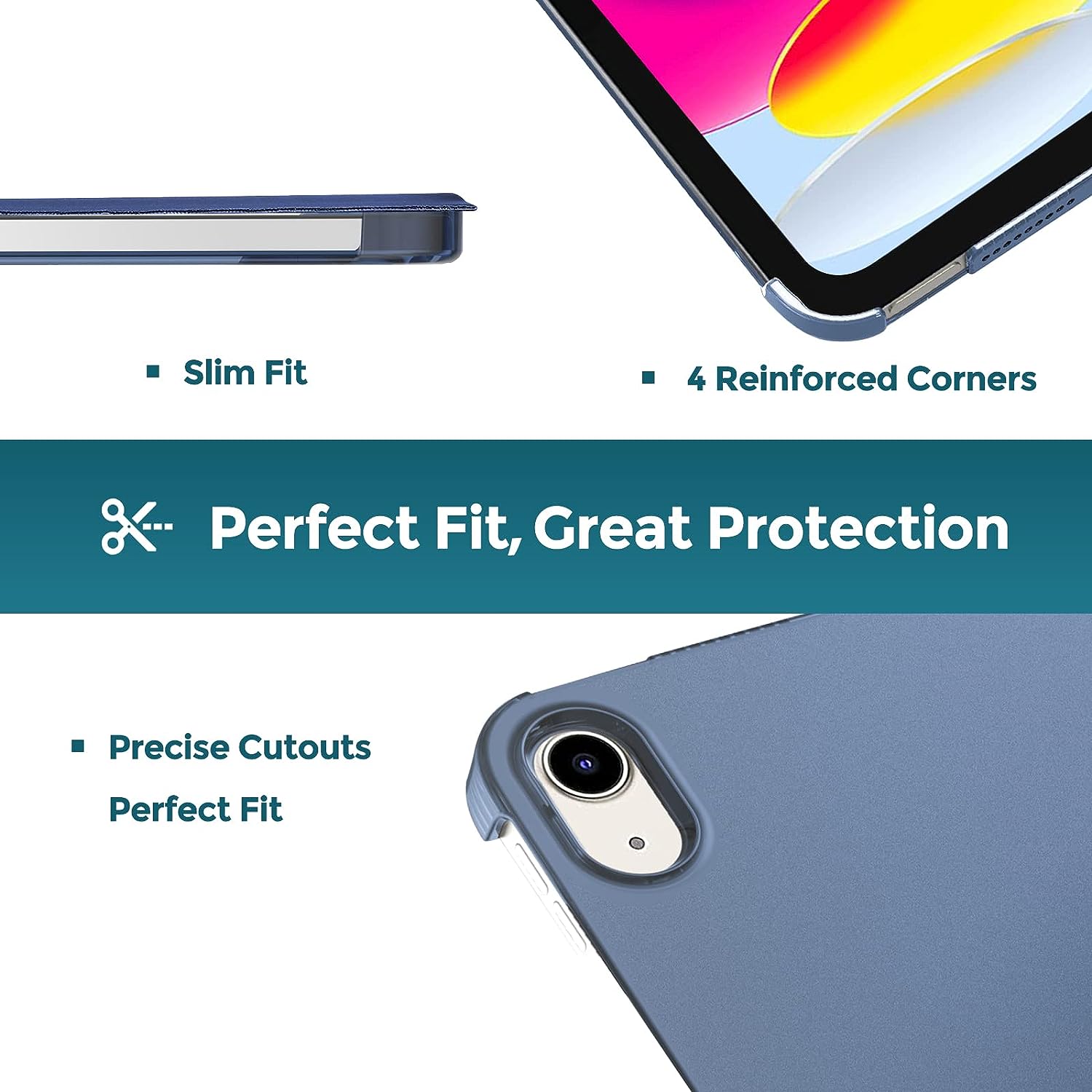 Detalle de ProCase Hülle für iPad A16 (11. Generation 2025) & iPad 10. Generation 10,9" – dünnes Hardcase Smart Cover (Navy)