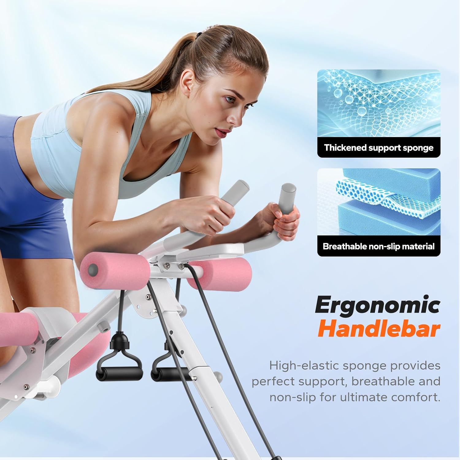 Detalle de MERACH Ab Machine, Adjustable Foldable Trainer with LCD Monitor, 440 lb Capacity