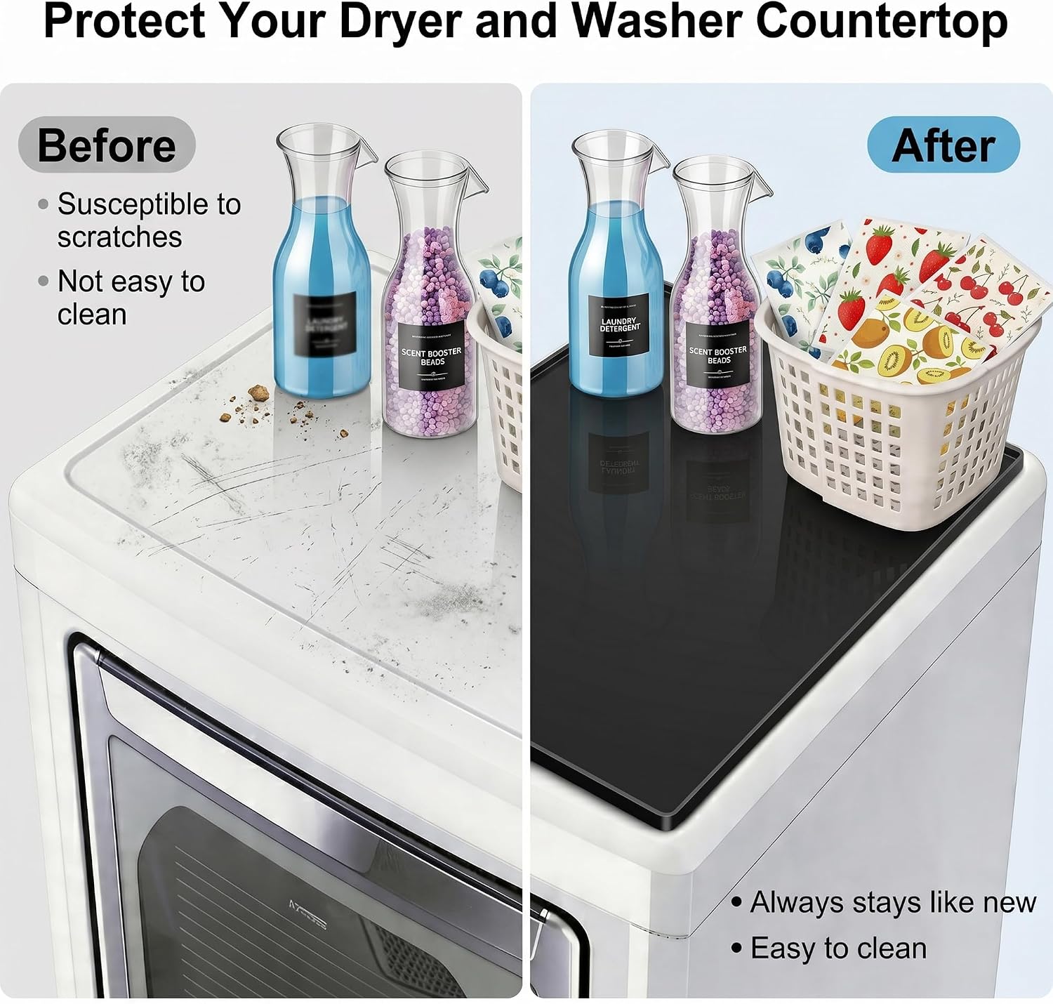 Detalle 1 de GIXSEGIE UHD-5V23X Silicone Washer and Dryer Top Protector Mat, 23.6 x 19.7 in