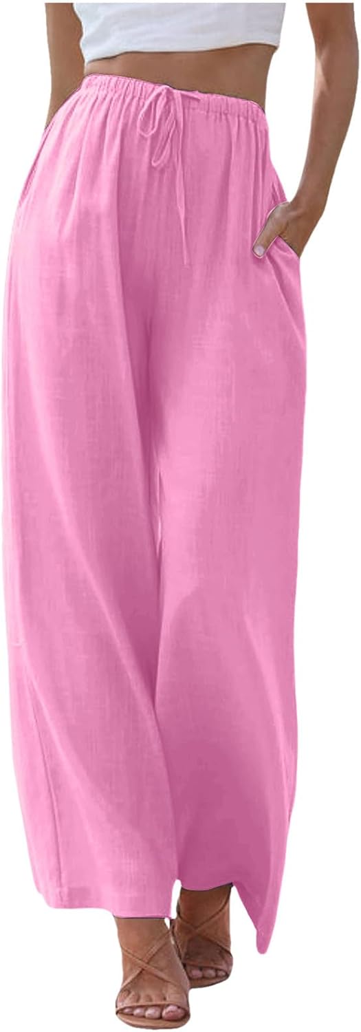 Thumbnail 4 de Damen Leinenhose Lang – leichte Palazzo-Hose aus Leinen-Baumwollmix mit Taschen, locker sitzend