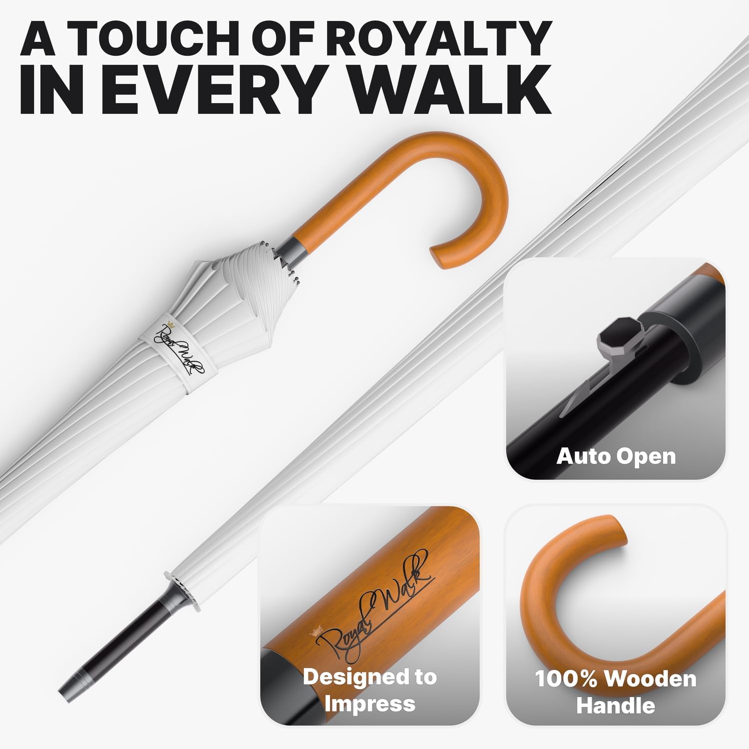 Thumbnail 2 de Royal Walk Parapluie Automatique XXL - Grand Modèle pour Deux avec Poignée en Bois