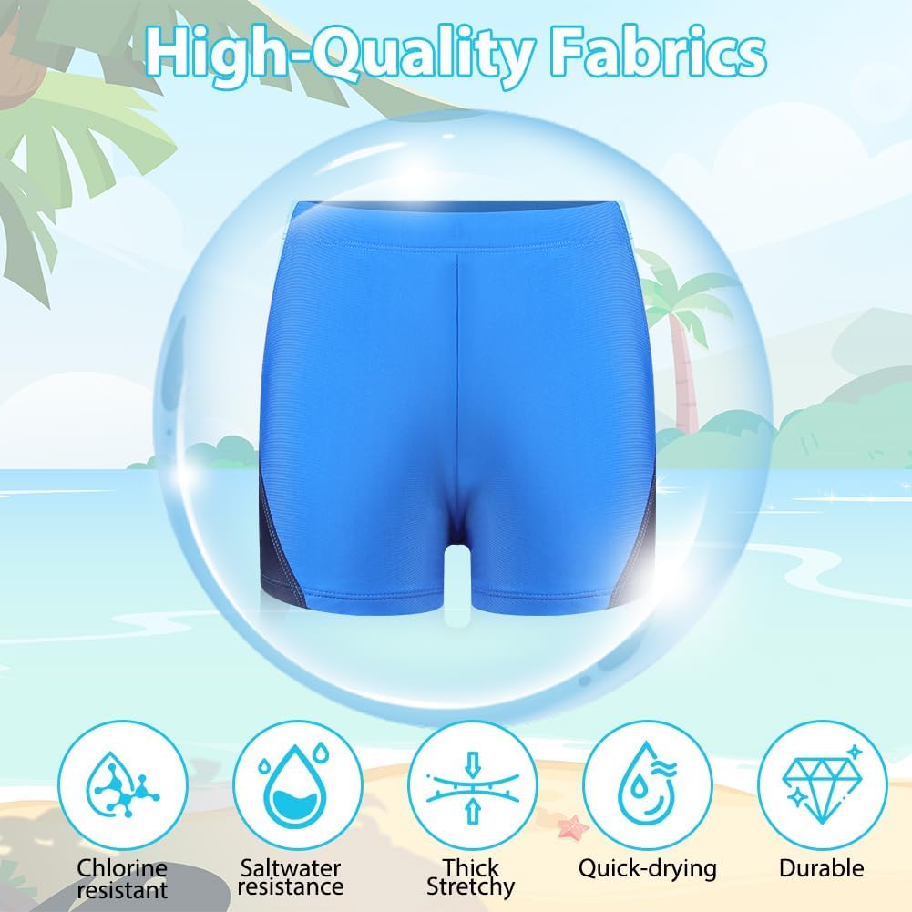 Detalle 1 de AYESY badshorts för pojkar, snabbtorkande med elastisk midja, 3–12 år