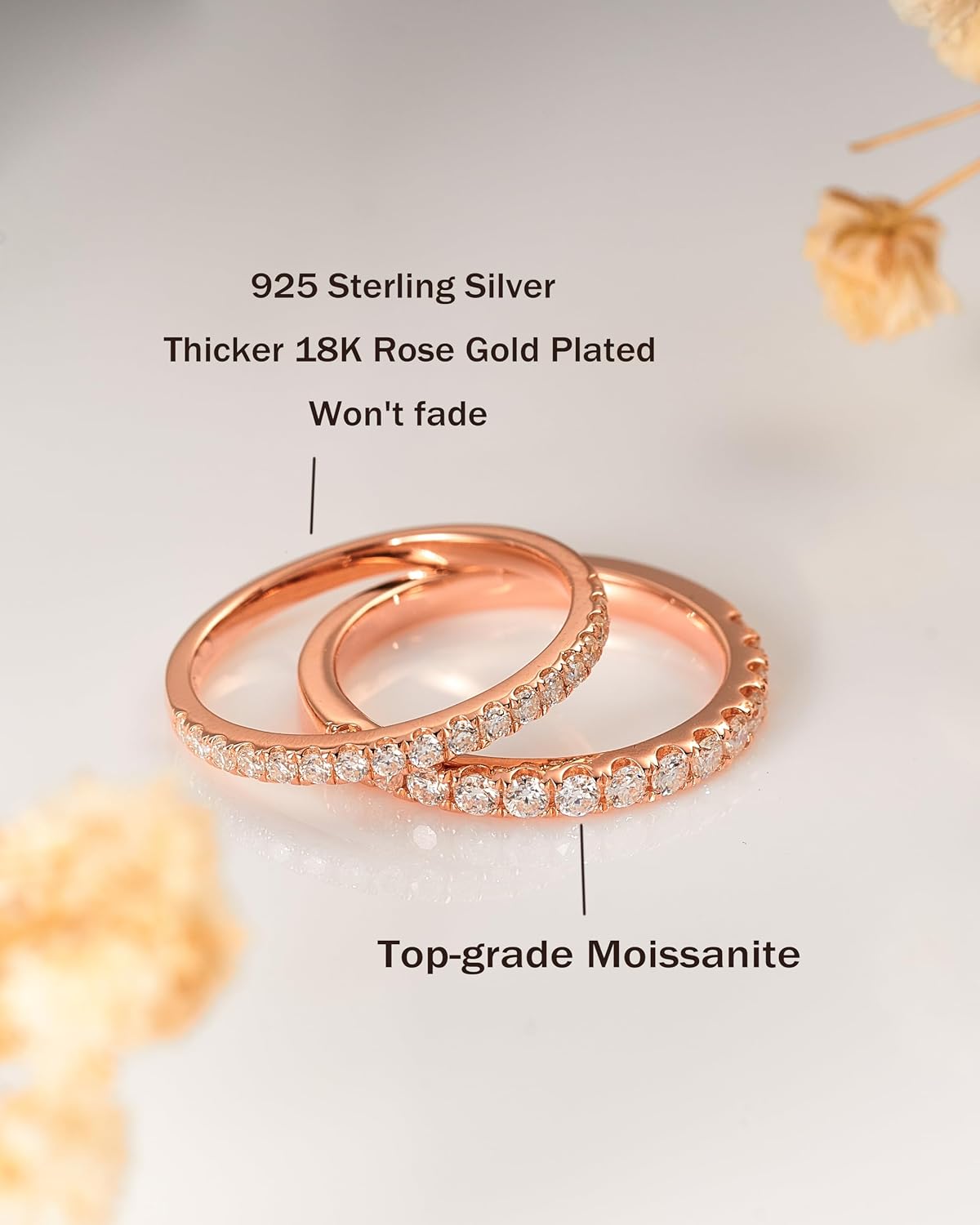 Detalle 2 de IMOLOVE Moissanite Wedding Band in 925 Sterling Silver