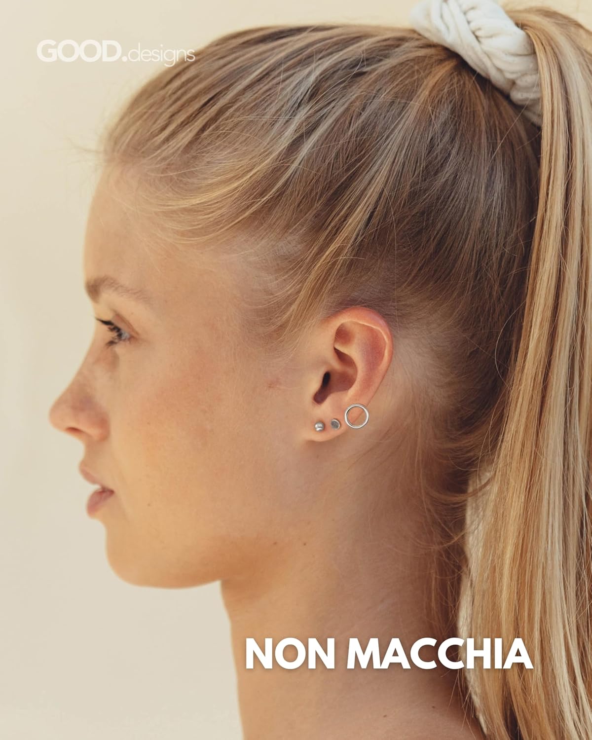 Detalle de Orecchini da donna in cerchio: set completo in oro rosa e argento, con confezione regalo