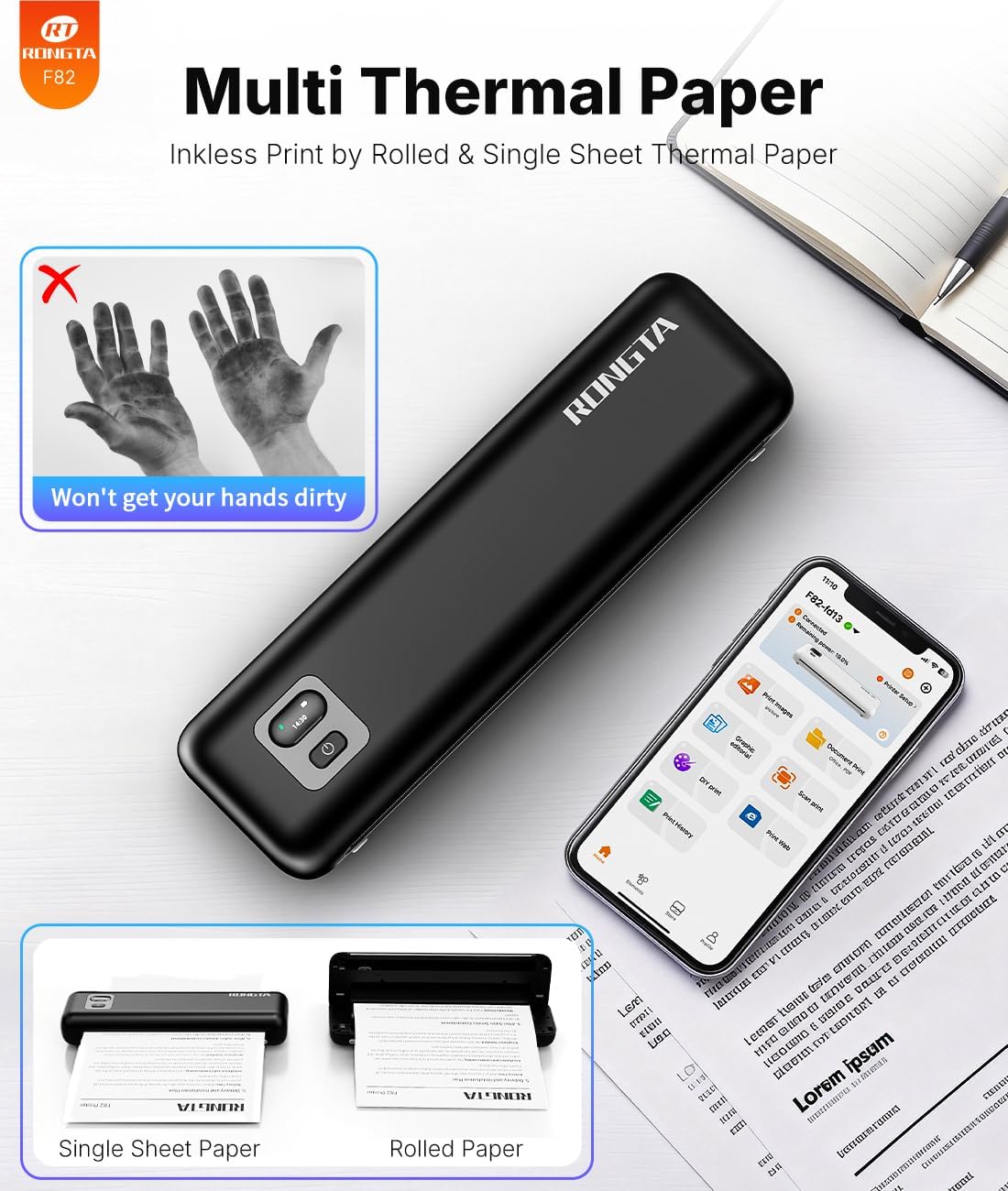 Thumbnail 4 de Rongta F82 Portable Thermal Printer 2550mAh