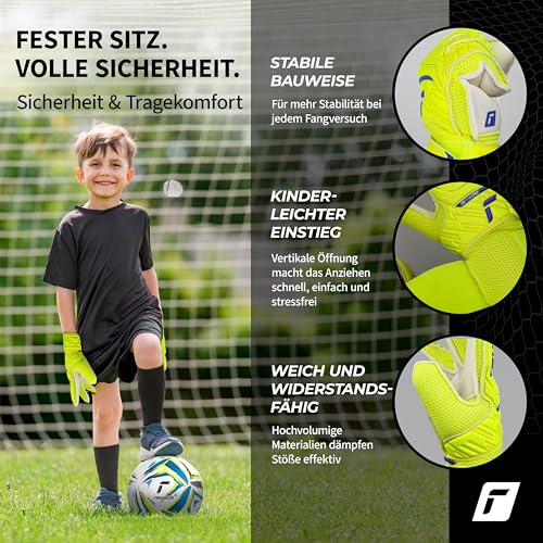 Detalle de Reusch Torwarthandschuhe Attrakt Solid Junior – Gelb/Blau/Weiß, Größe 4