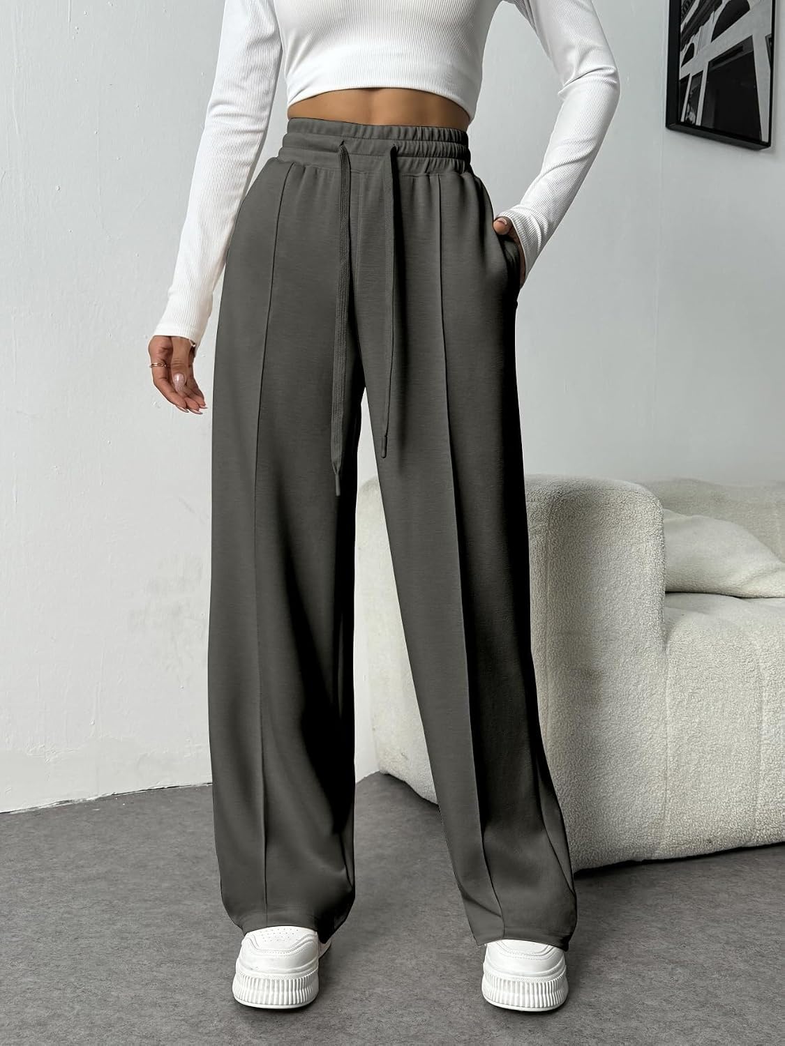 Thumbnail 2 de PINSPARK Pantalon de Jogging pour Femme — Wide Leg, Taille Haute, Denim Comfort & Confort pour l’Automne