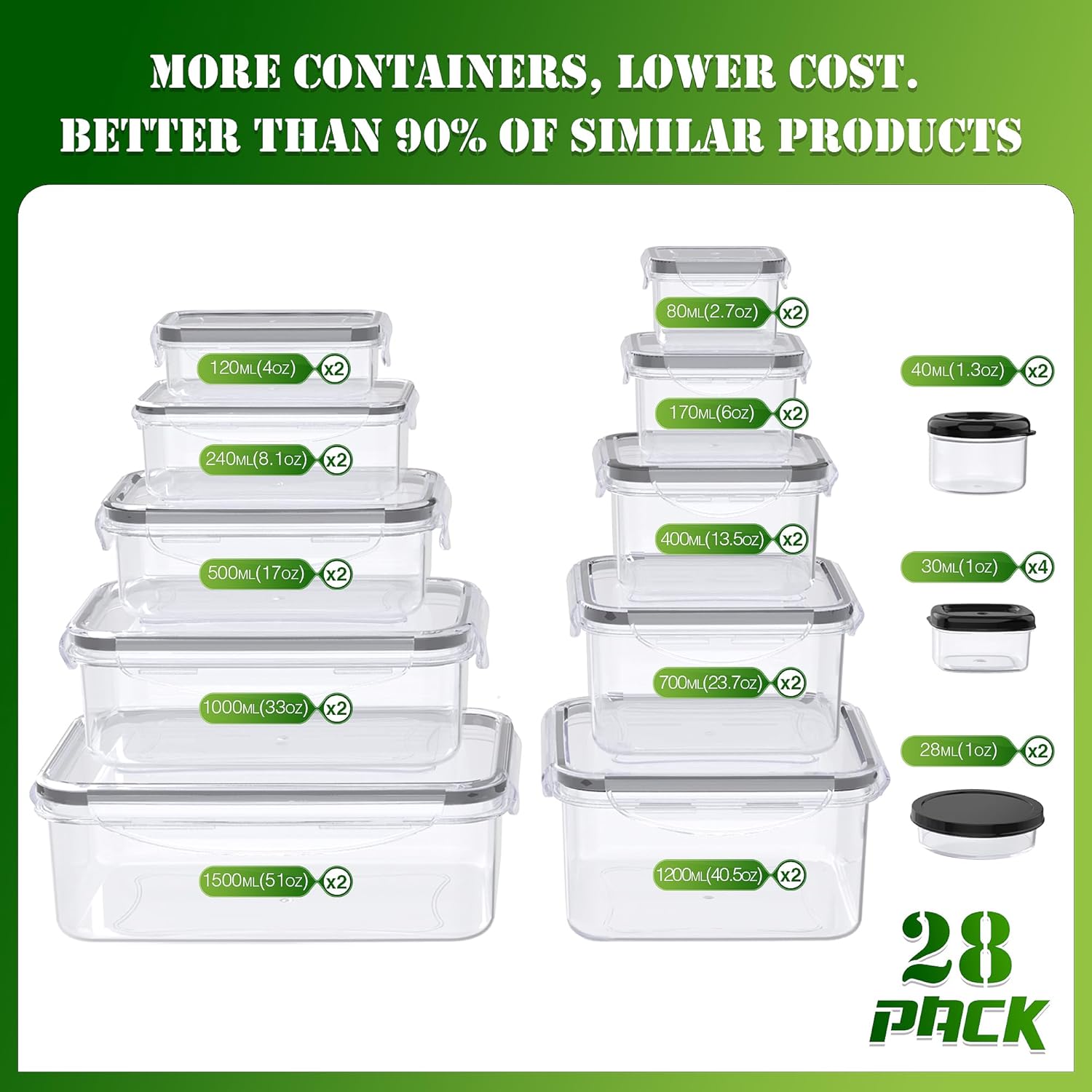 Thumbnail 1 de RockBerry 56 PCS Food Storage Containers with Lids – Airtight, Leak-Proof, Stackable Kitchen Organization