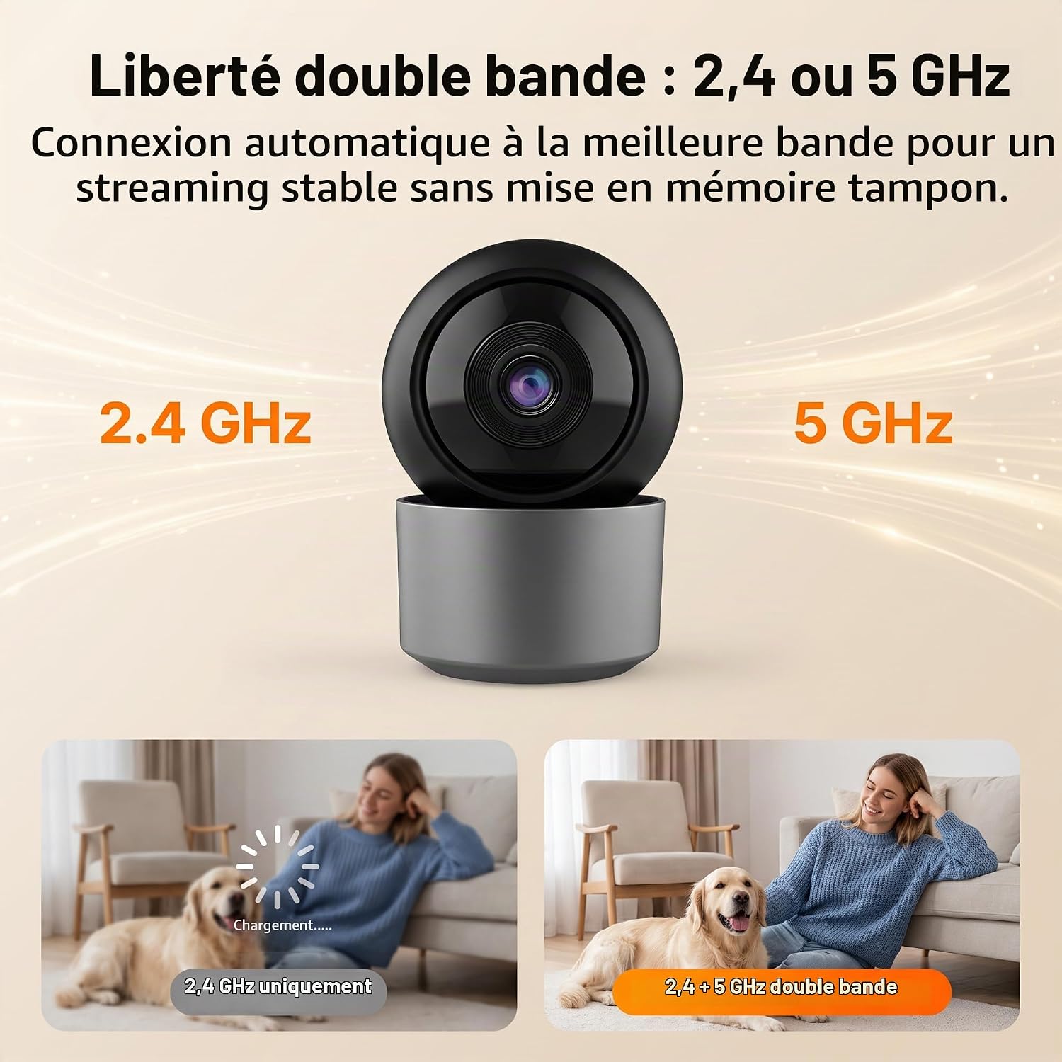 Detalle de ONNO XSJ-G25 beveiligingscamera voor binnen, 3 MP en draaibaar
