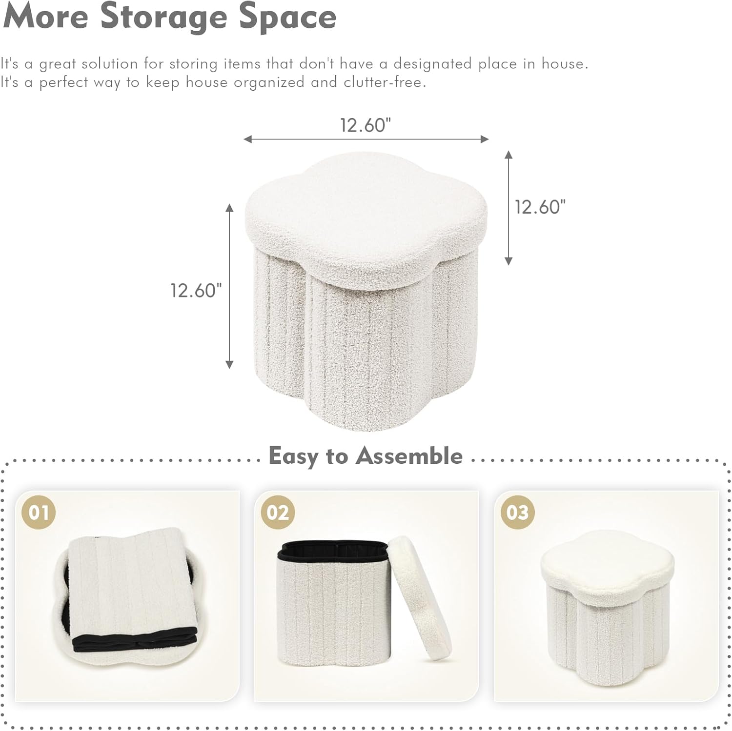 Thumbnail 2 de B FSOBEIIALEO Flower Storage Ottoman 12.6"
