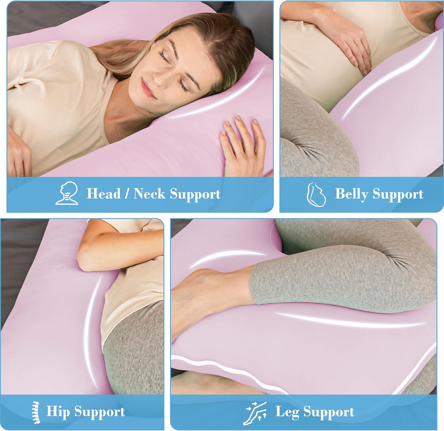 Thumbnail 5 de Cute Castle CC-Cool-Maternity-Purple U-Shaped Pregnancy Pillow, 57-Inch, Purple Cooling Cover
