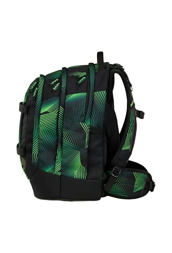 Detalle de Satch Schulrucksack Pack Seismic Green – Schwarz: Viel Platz, ergonomisch tragbar und zuverlässig organisisert