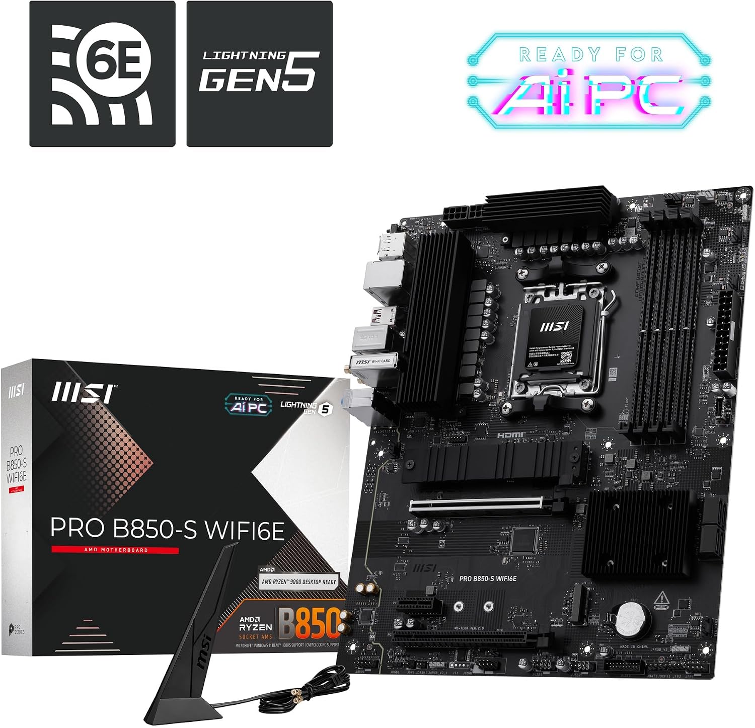 Thumbnail 6 de MSI PRO B850-S WIFI6E/A ATXマザーボード、AM5・DDR5・Wi-Fi 6E・Gen5 M.2対応