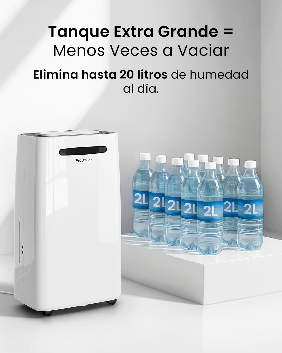 Thumbnail 2 de Pro Breeze deshumidificador inteligente 20L/día con Wi-Fi, sensor de humedad, modo ropa y drenaje continuo para condensación y moho en casa