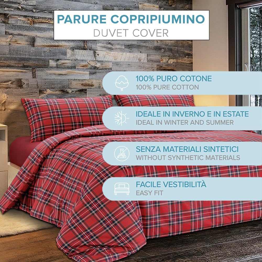 Thumbnail 3 de Dorian Home – Parure de lit double 250 x 210 cm, coton pur, 4 saisons, housse de couette et taies inclus