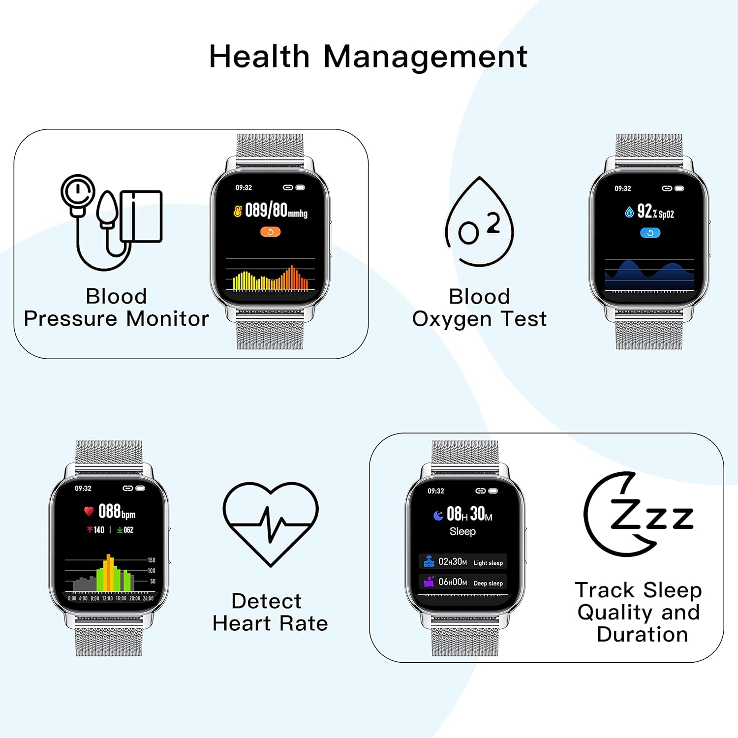 Detalle de Popglory Smart Watch for Women & Men: Call Support, 1.85" Split Screen & 100+ Sports