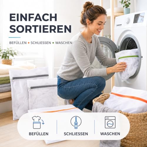 Detalle 2 de 10 x Premium Wäschenetz Set – Netz für Waschmaschine mit Reißverschluss, gemischte Größen (10er Mix) von TK Gruppe Timo Klingler