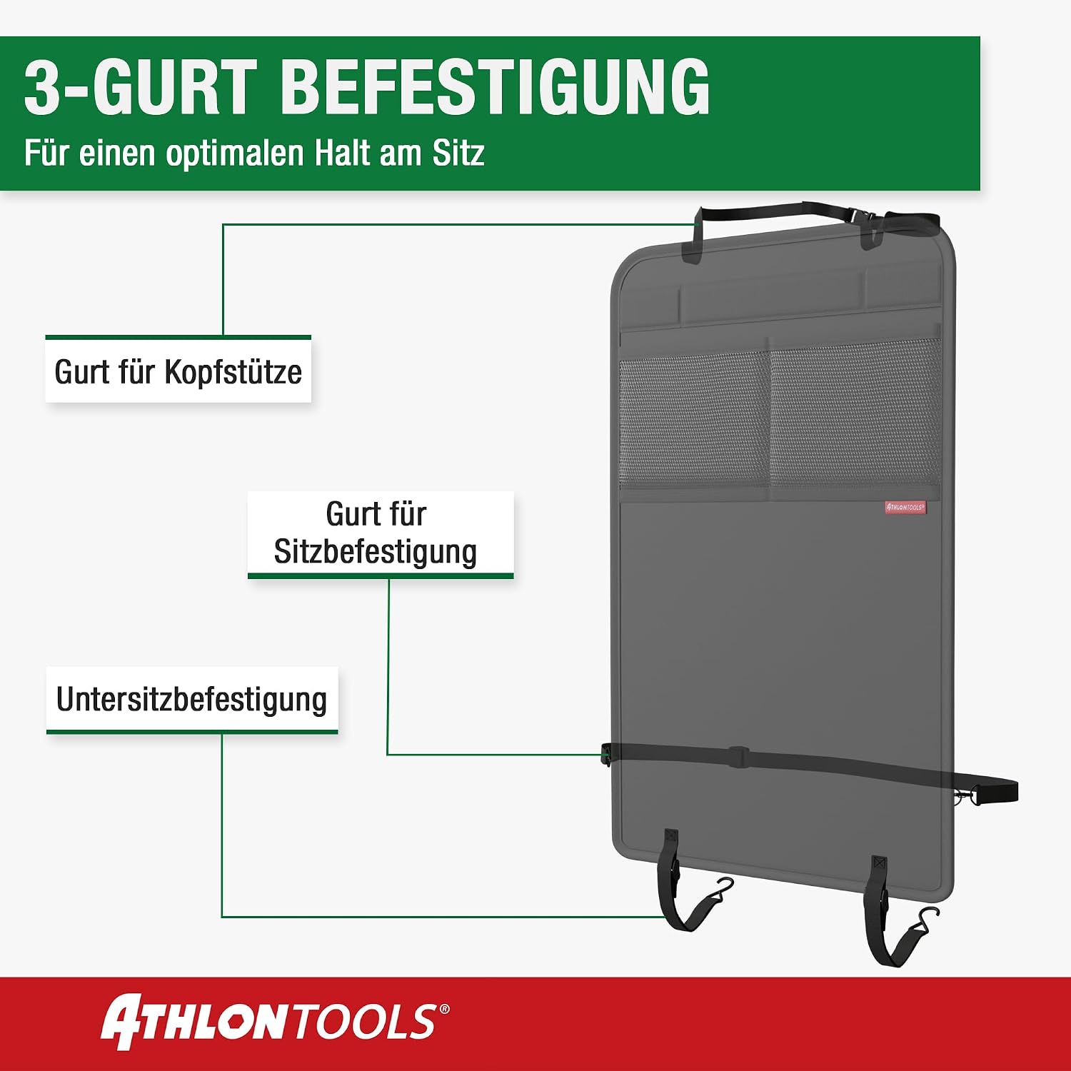 Thumbnail 6 de ATHLON TOOLS Rückenlehnen-Schutzmatte (beschichtet) mit Netztaschen – schmutz- & wasserabweisend