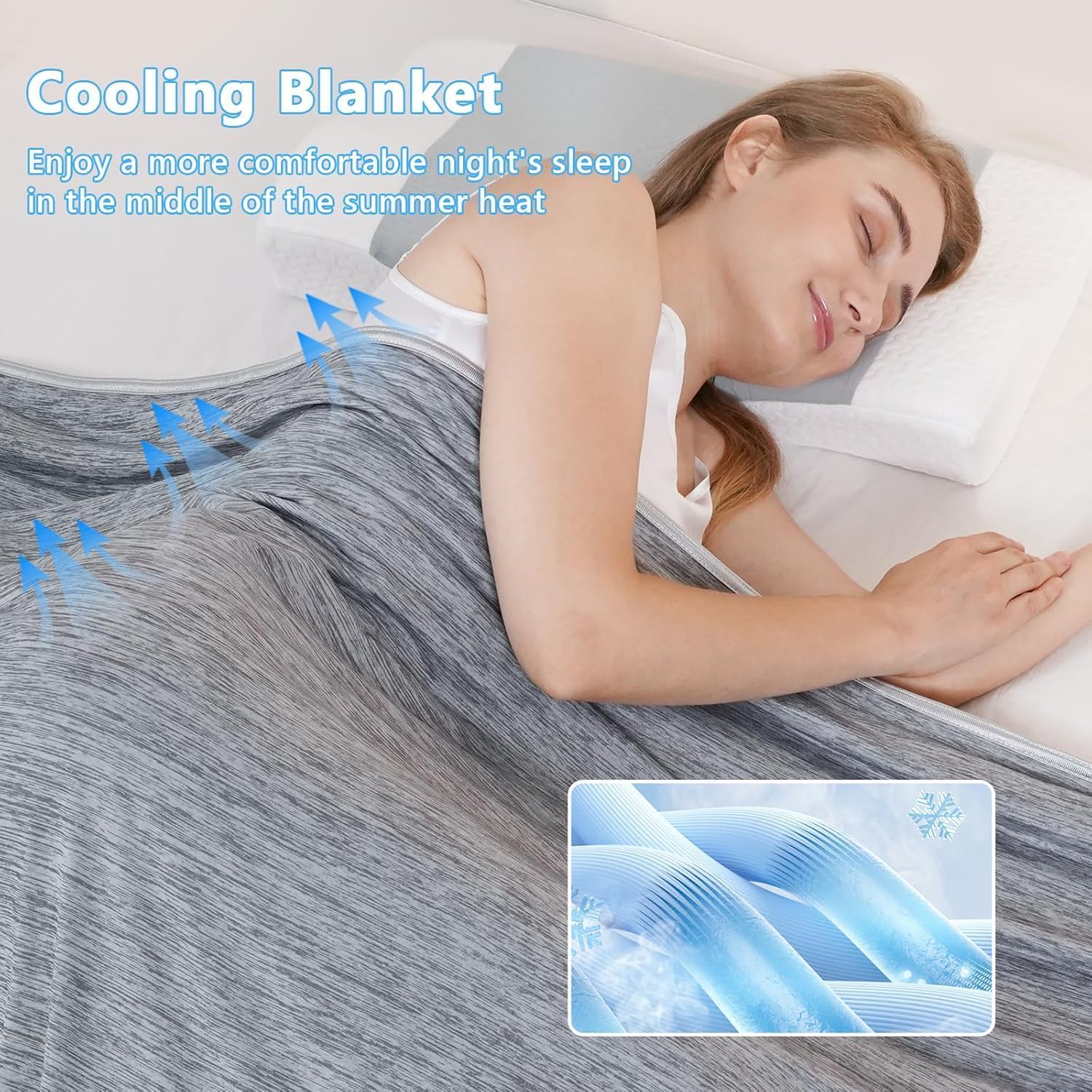 Thumbnail 4 de QUTOOL Cooling Blanket for Night Sweats with Q-Max>0.5 Cooling Fibres (Grey, 200 x 220 cm)