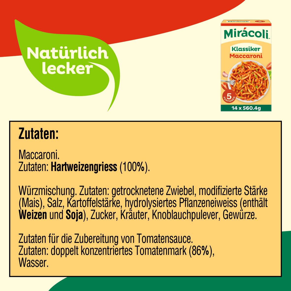 Thumbnail 6 de MIRACOLI™ 5 Portionen Maccaroni Klassiker – schnelle Maccaroni nach italienischer Art, ohne künstliche Zusätze
