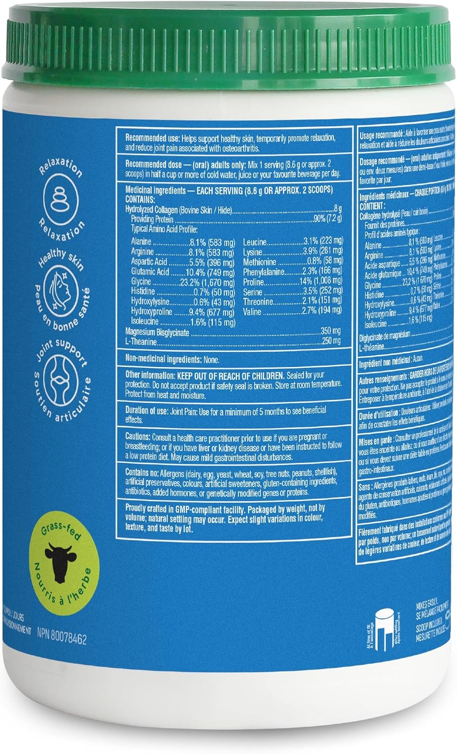 Detalle de Organika 620365018580 Enhanced Collagen Relax Powder, Unflavoured, 250 g