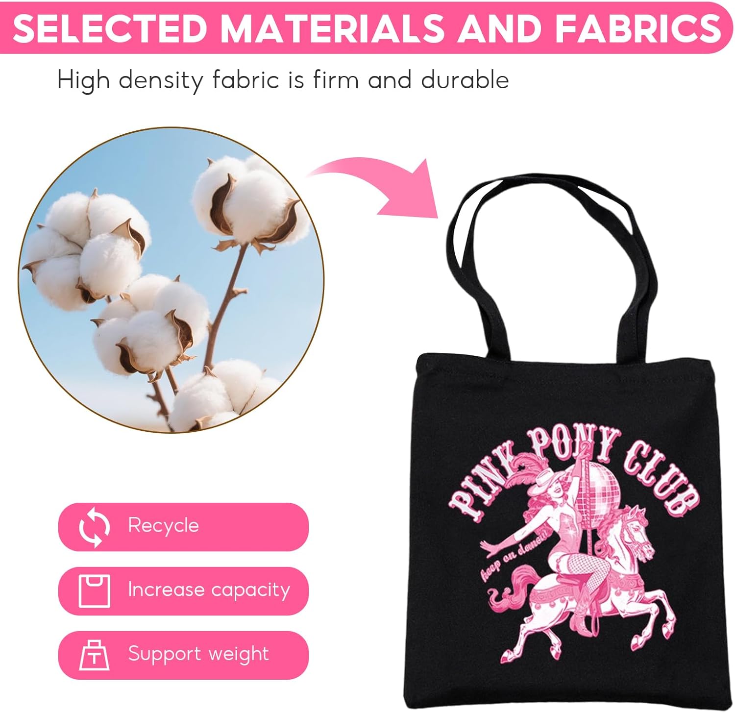 Thumbnail 4 de Puedno Singer Fans Tote Bags, Pink Pony Club – a practical fan tote worth considering