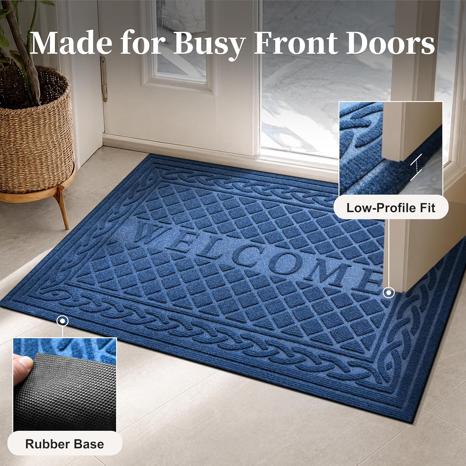 Detalle 2 de Mibao Welcome Mat, 17" x 30" Low-Profile Polyester Door Mat