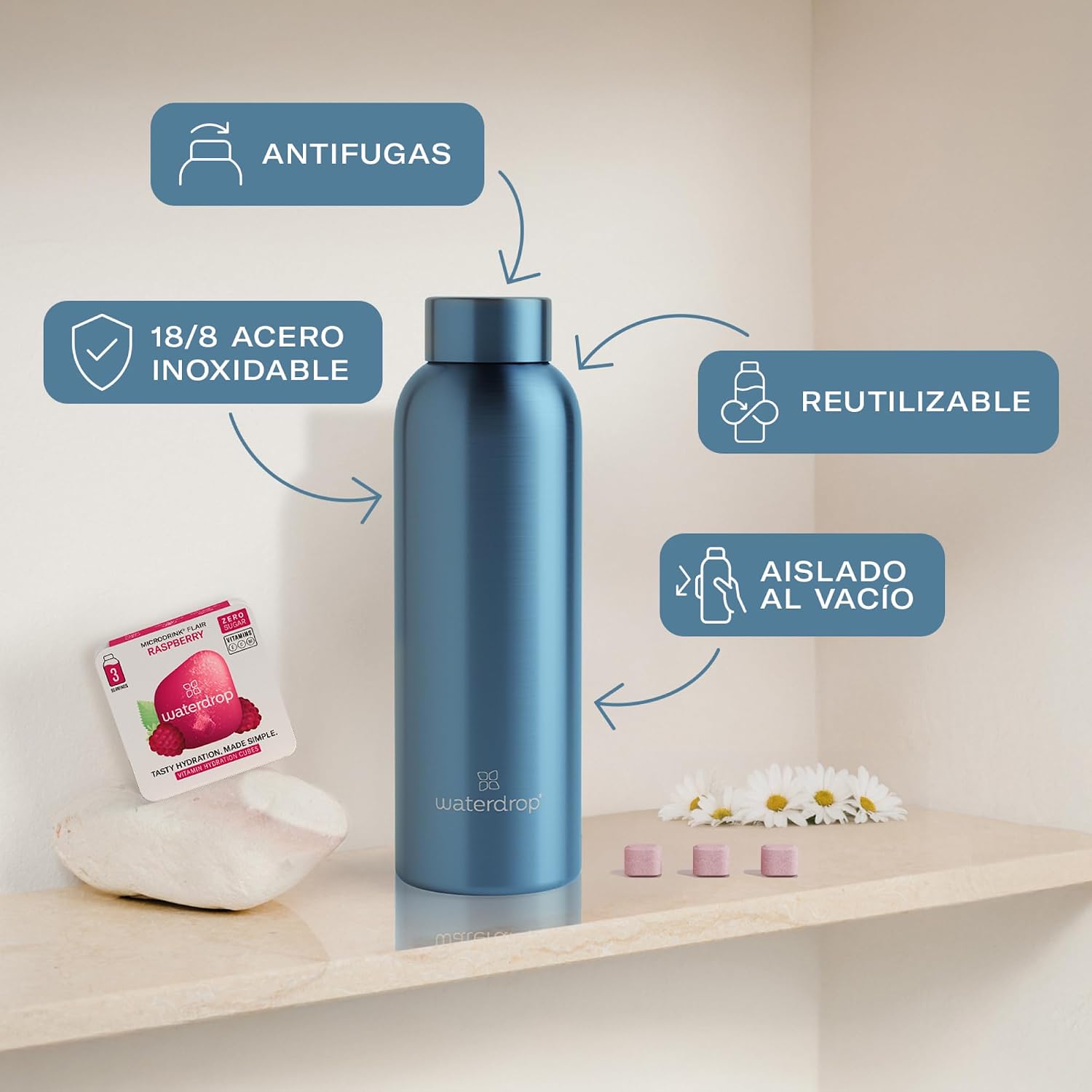 Thumbnail 2 de waterdrop® Starter Set Steel: Botella de Acero y Bebidas 🍹