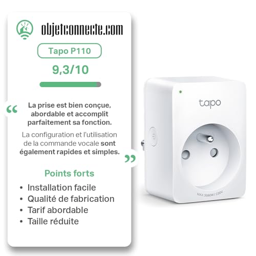 Detalle de Tapo Prise Connectée WiFi 16A Type E — Suivi de consommation et compatibilité Alexa/Google Home