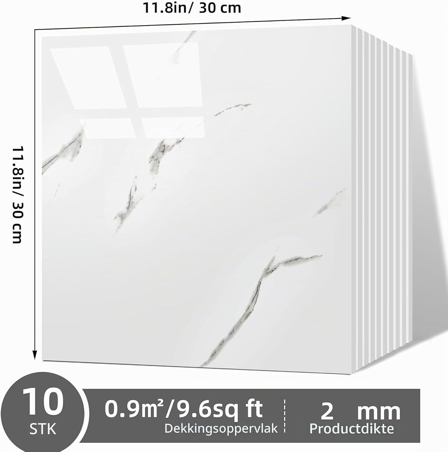 Detalle 2 de AMOYUN tile-3 zelfklevende marmerlook-tegelstickers, 30 x 30 cm, 10 stuks