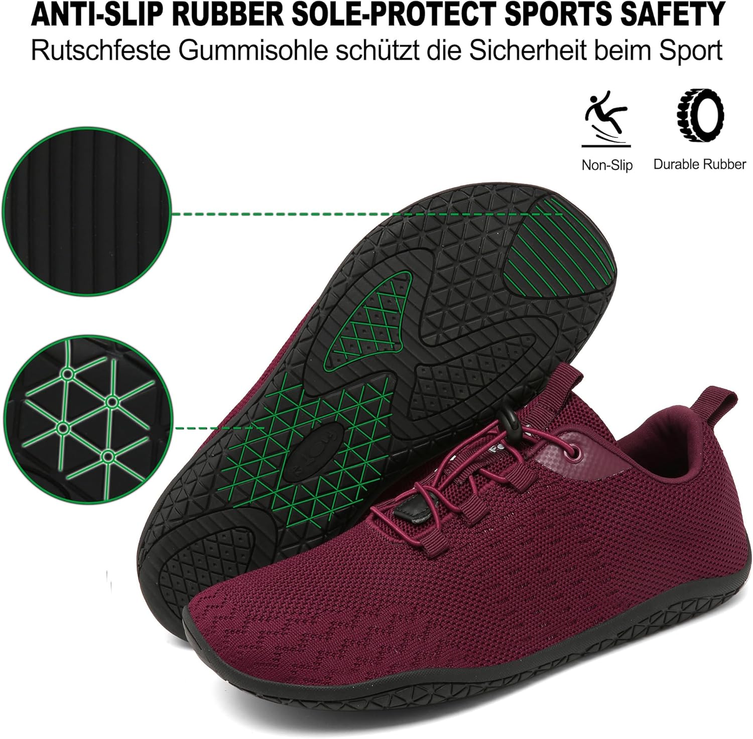 Thumbnail 3 de Geweo Barfußschuhe für Herren & Damen – atmungsaktive Sneaker mit extra breiter Zehenbox, Zero-Drop Sohle (EU 37–47)