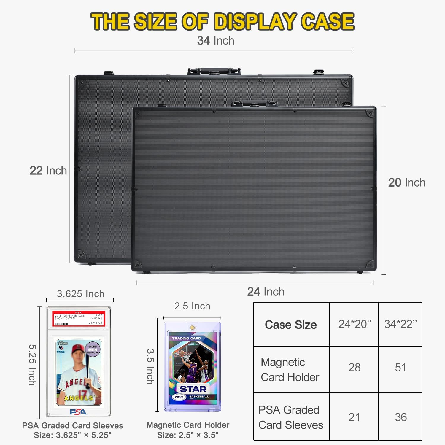 Thumbnail 1 de Trade Show Display Case – 34"x22" Large Aluminum Locking Tabletop Showcase for Trading Cards, Jewelry, and Collectibles (Black)