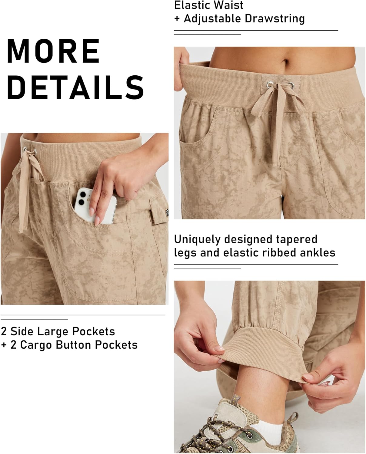 Detalle de MoFiz Women's Lightweight Hiking Cargo Pants