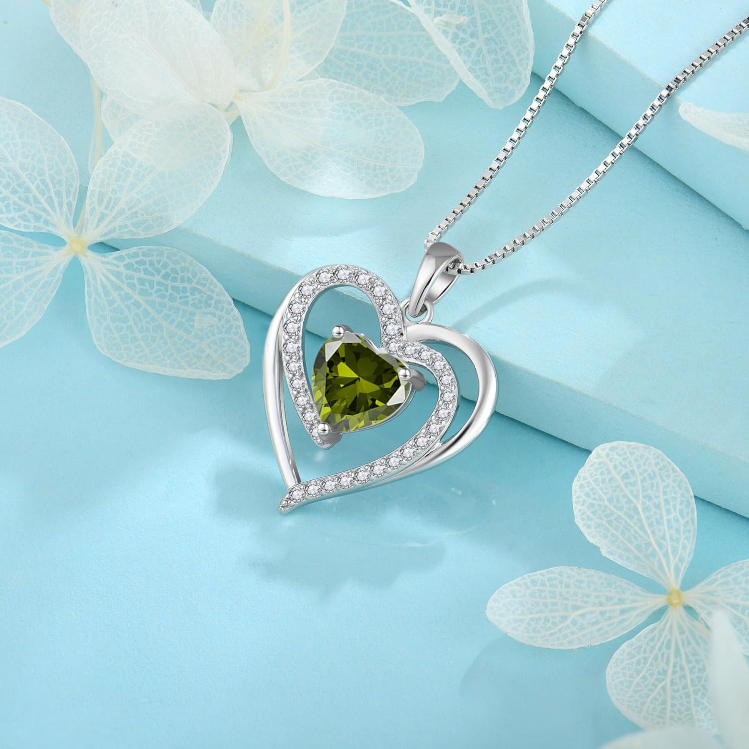 Thumbnail 3 de FJ Herz Kette Damen aus 925 Sterling Silber mit Geburtsstein & Anhänger