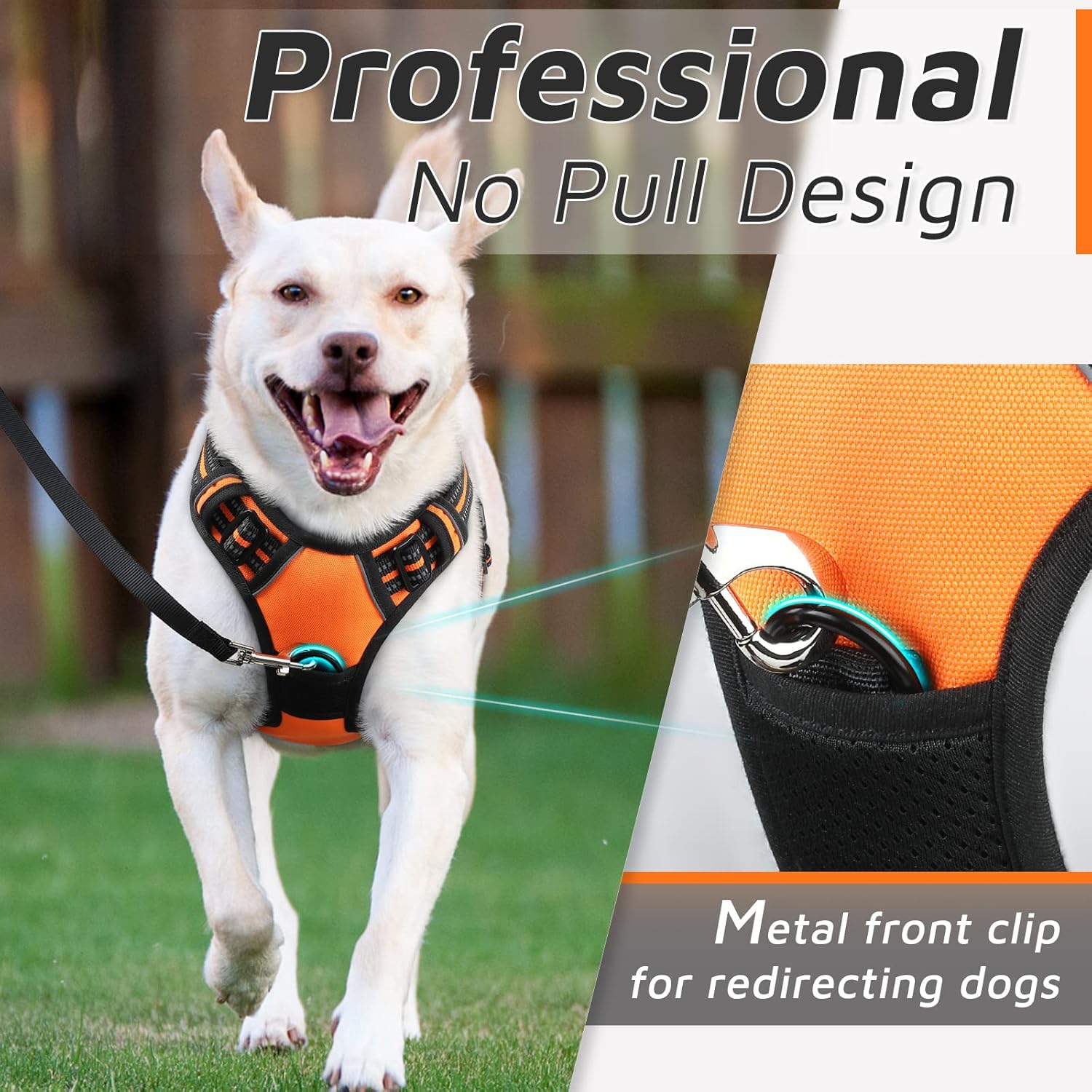 Detalle de Eagloo Small Dog Harness with Front-Clip No-Pull Design (Orange, Size S)