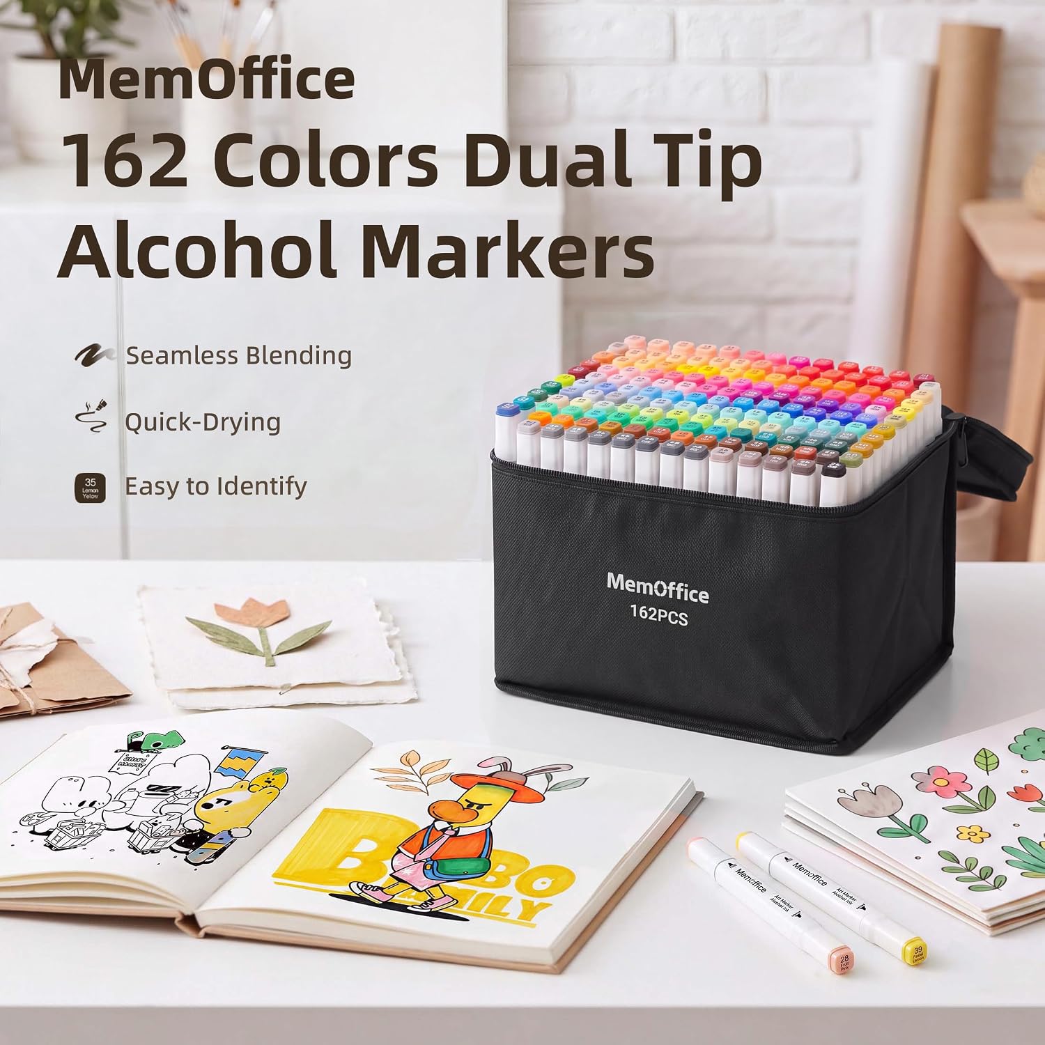 Detalle de MemOffice Alcohol Markers, 162 Colors