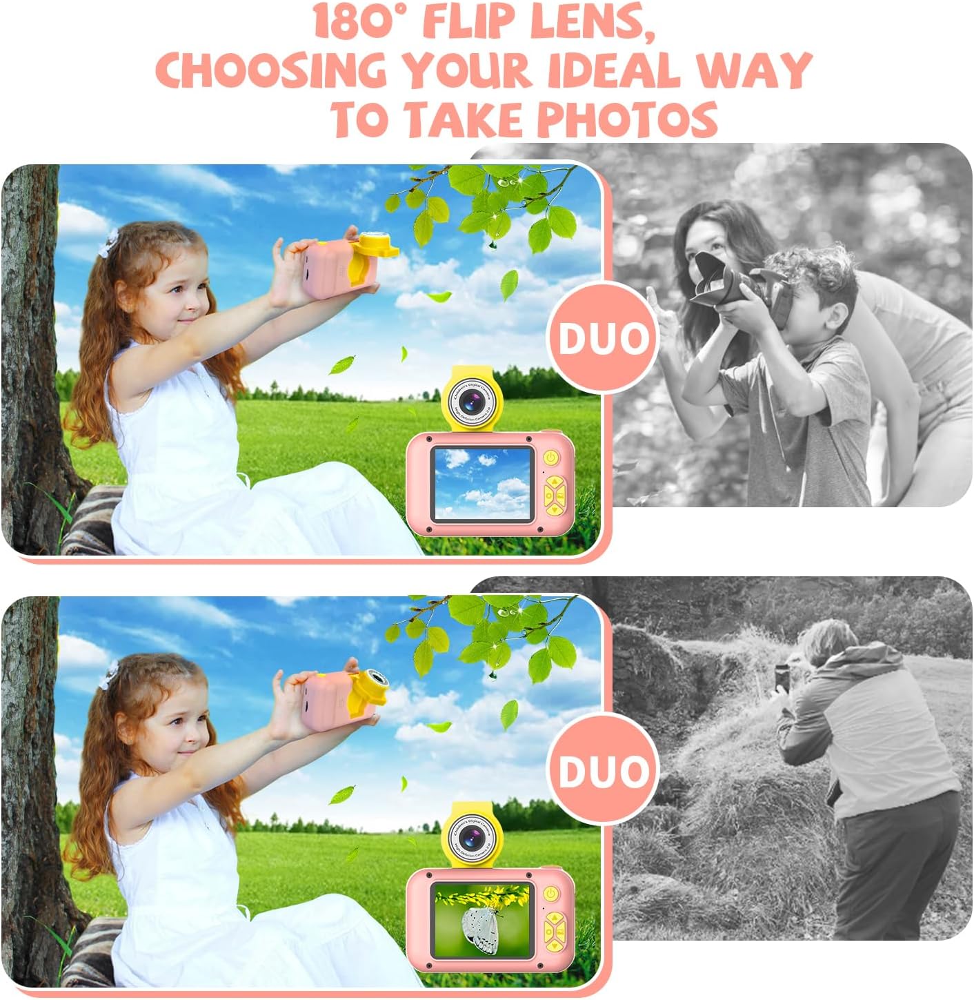 Thumbnail 3 de ARNSSIEN Kids Camera (X101) 2.4 Inch IPS 180° Flip Lens – Pink