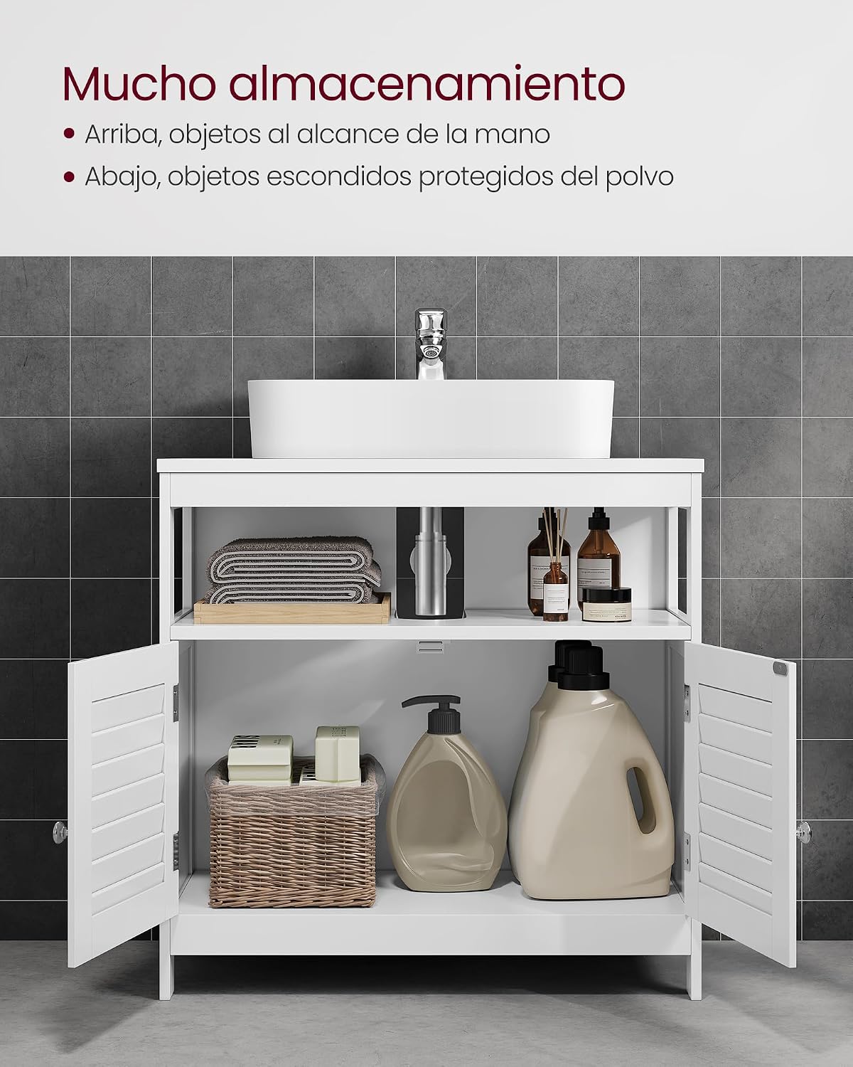 Detalle 2 de VASAGLE BBC02WT mueble bajo lavabo 30 x 60 x 60 cm