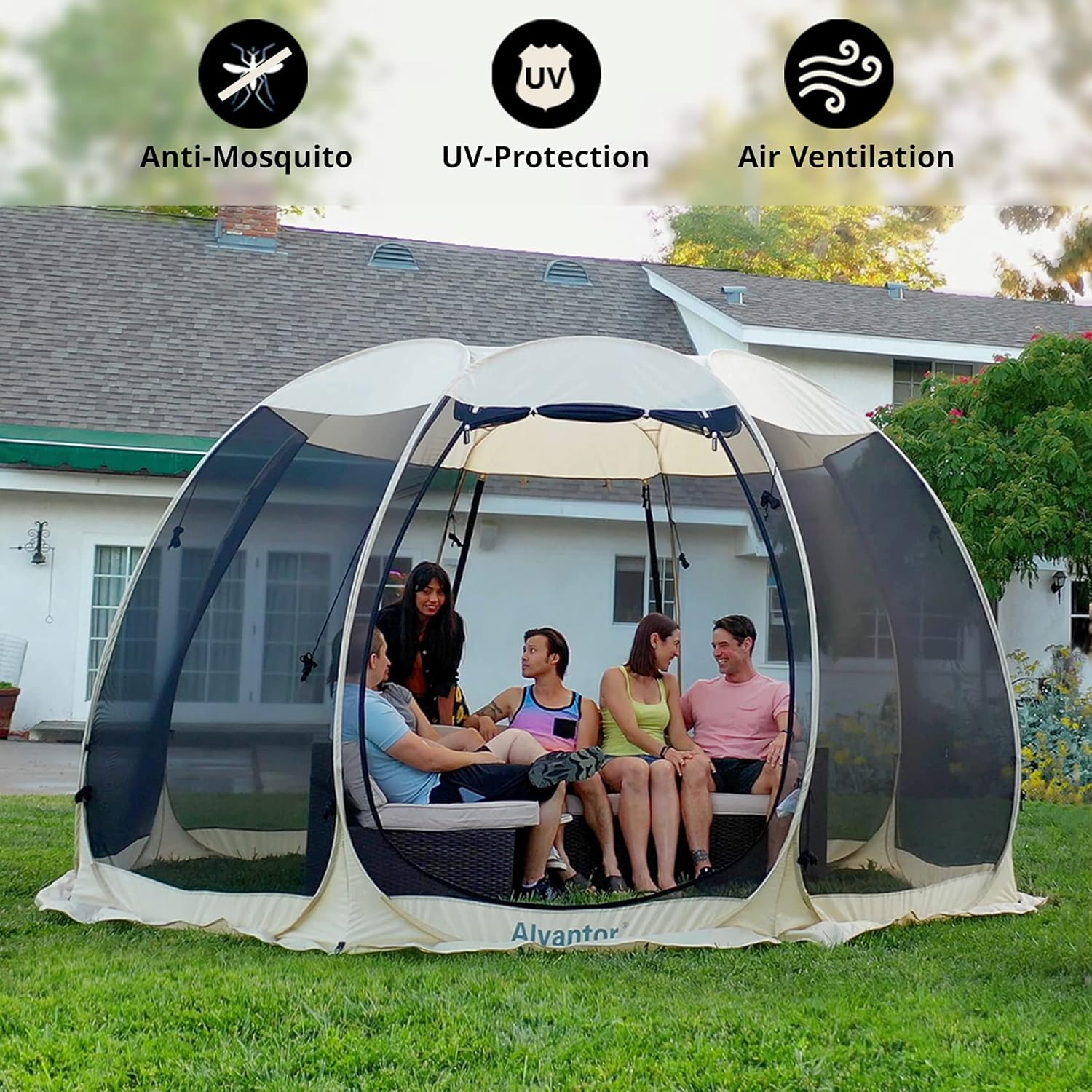 Thumbnail 5 de Alvantor Pop Up Screen House Gazebo with Mosquito Netting (UPF 50+ UV Sun Shelter) for Patio & Backyard