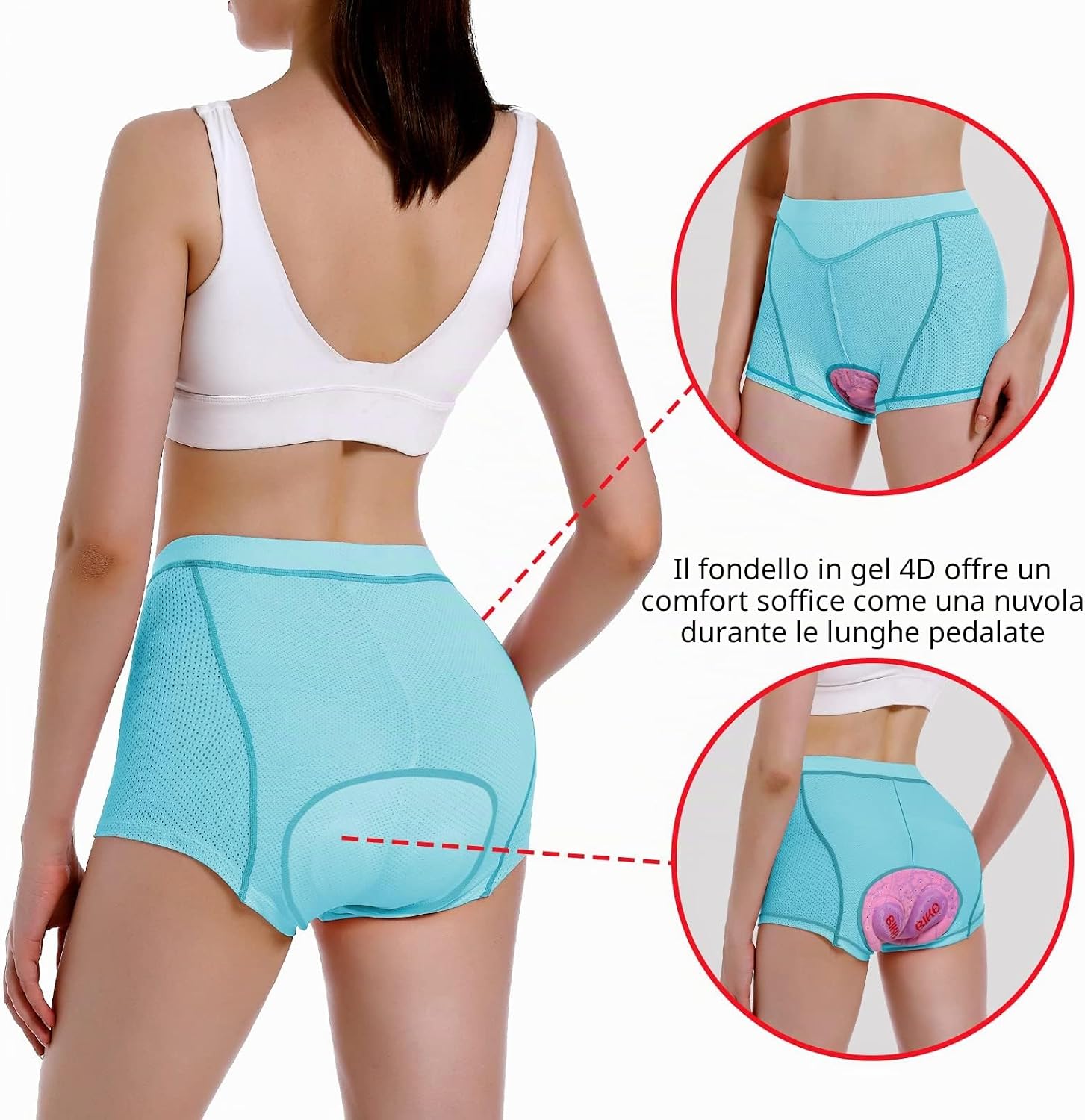Detalle de FEIXIANG Pantaloni da Ciclismo da Donna con imbottitura 4D Gel: comfort, traspiranti e design femminile