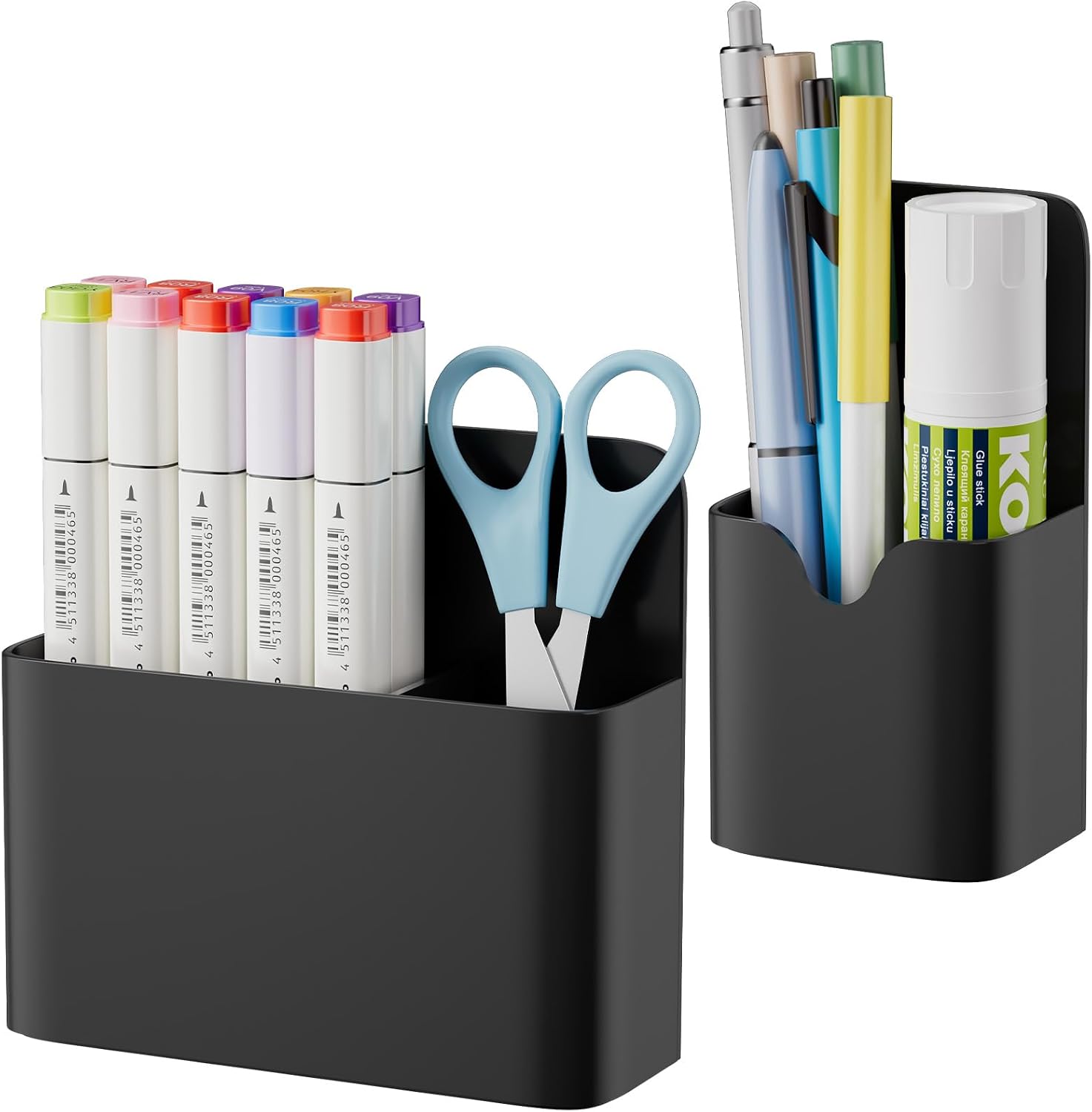 Detalle de Marbrasse Dry Erase Marker Holder, 2-Pack Magnetic Black Organizer