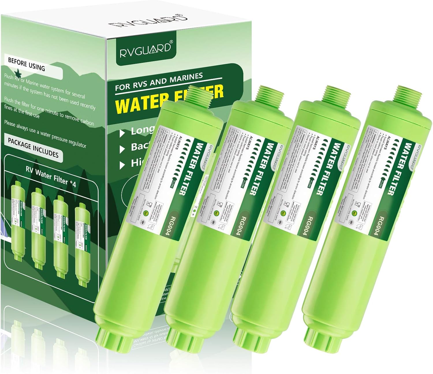 RVGUARD Inline RV Water Filter: 4-Pack for Odor, Taste, Rust and Chlorine Reduction
