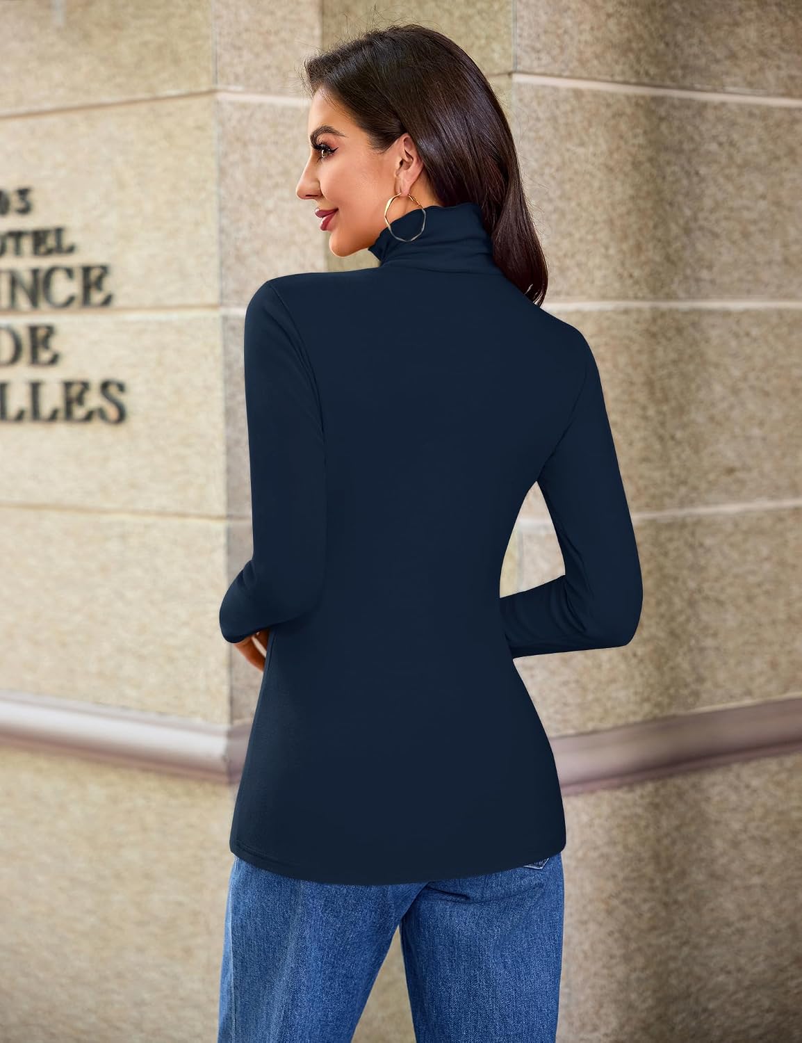 Detalle de Aottori Haut Thermique Femme col roulé - T-shirt à manches longues Thermoflux