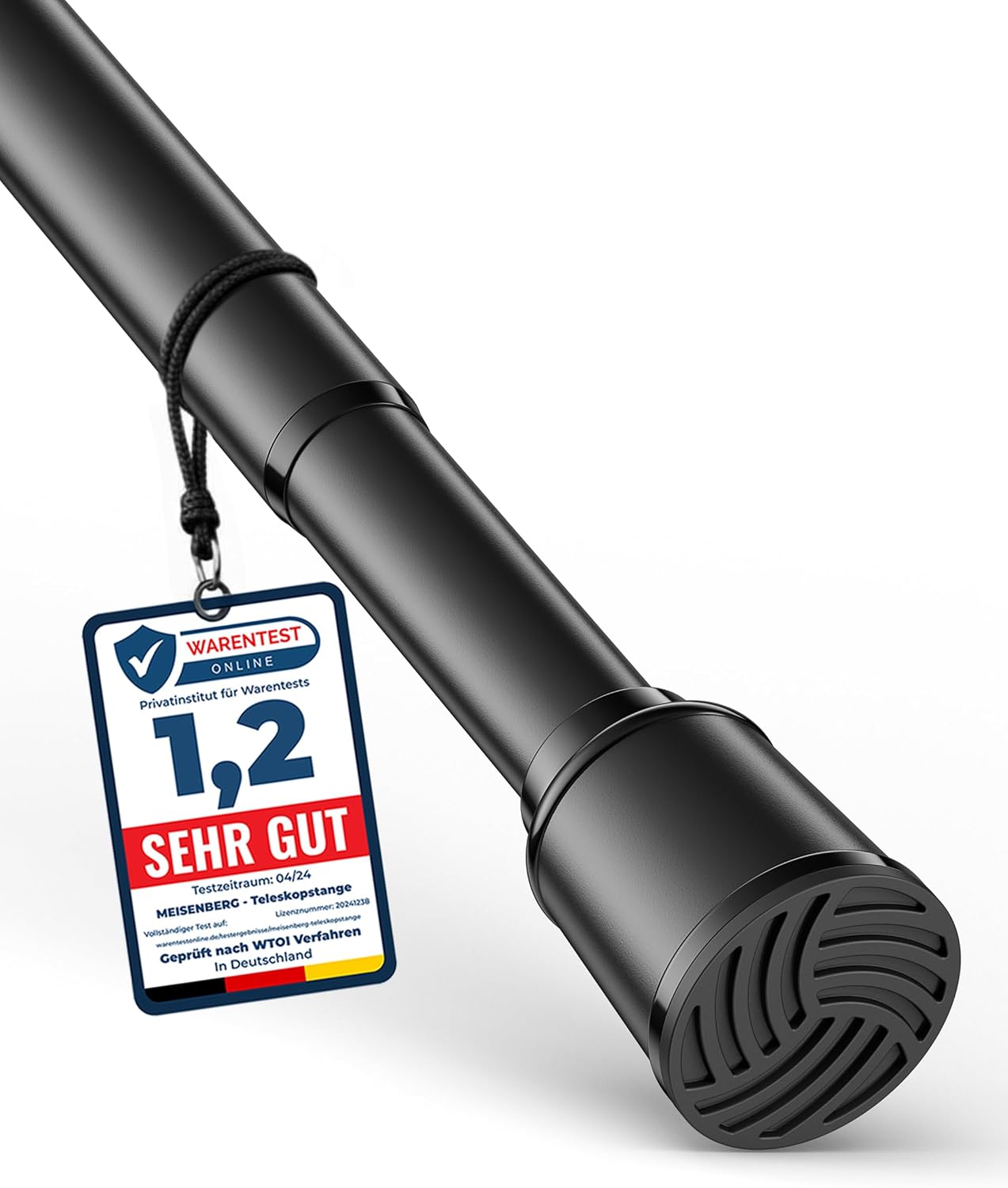 MEISENBERG Barre de Douche Extensible sans Perçage, 320–370 cm – Noir Ø 32 mm