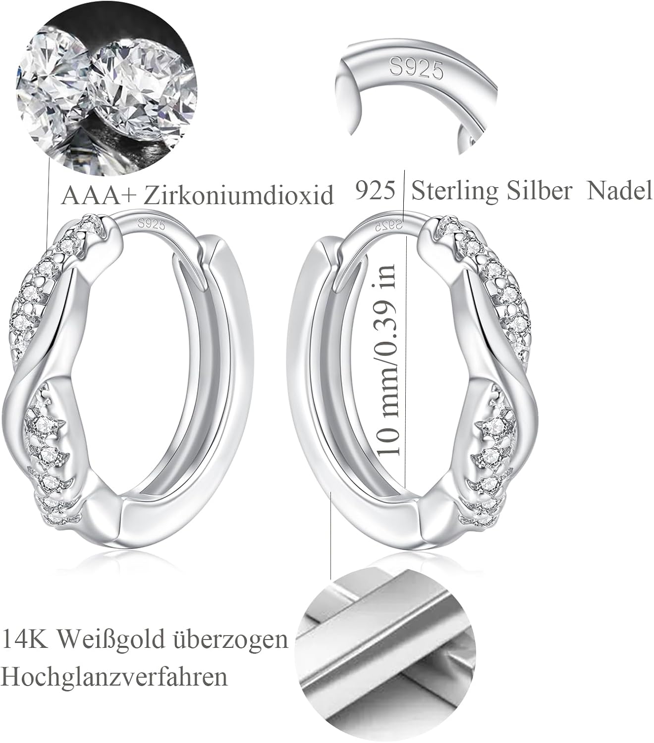 Thumbnail 5 de ilasif Creolen Silber 925 10 mm