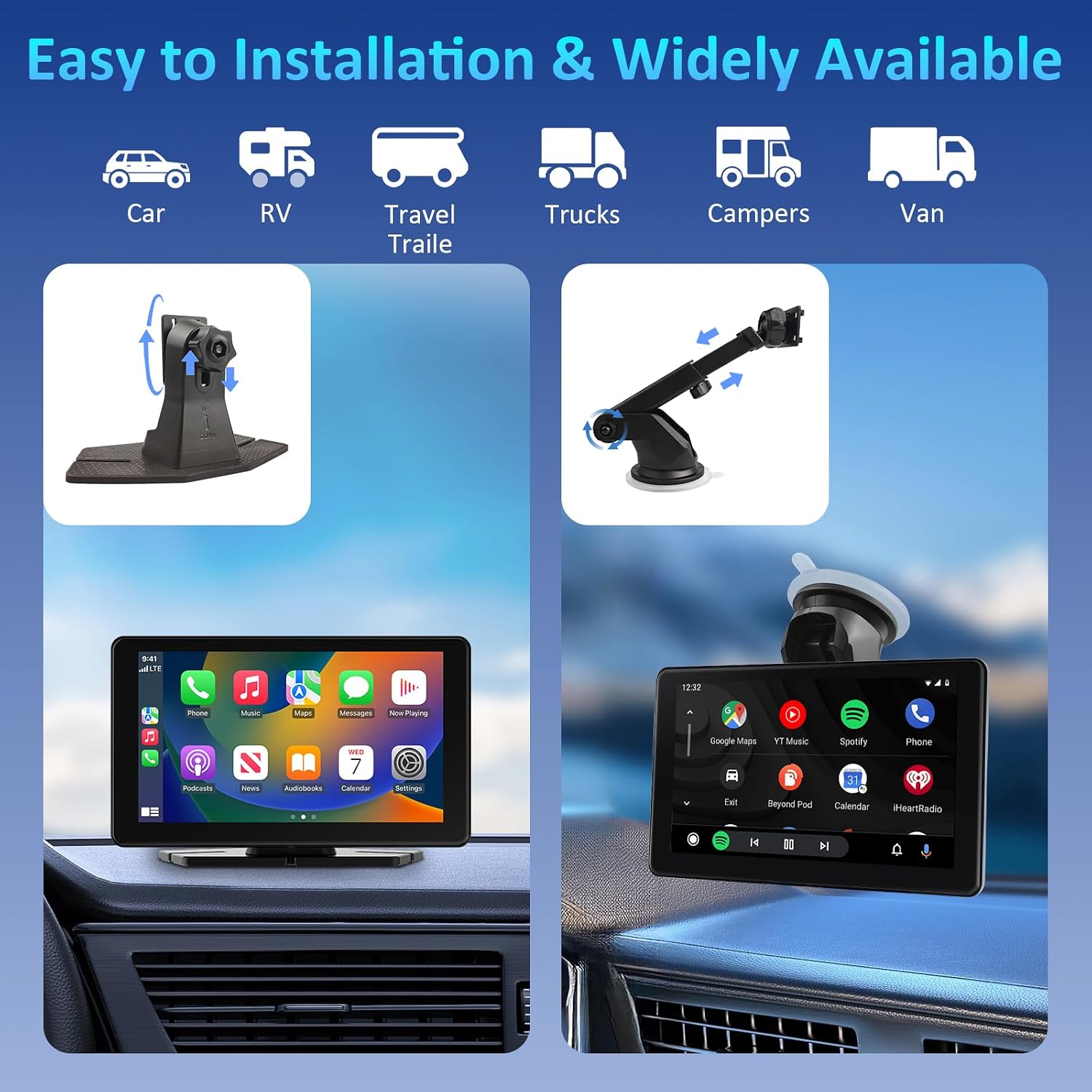 Detalle 2 de 7 Inch Wireless CarPlay & Android Auto Portable Car Stereo with Touchscreen